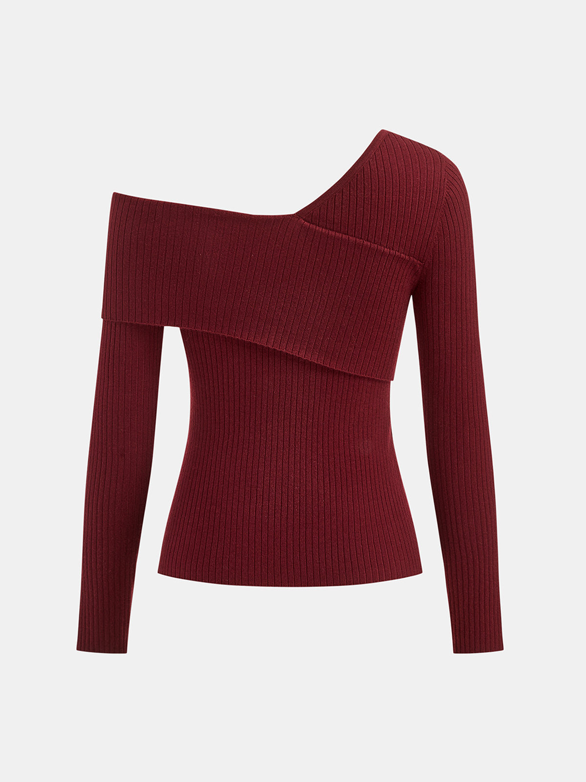 Off-Shoulder Ribbed Knit Long Sleeve Top for Women Casual Wear