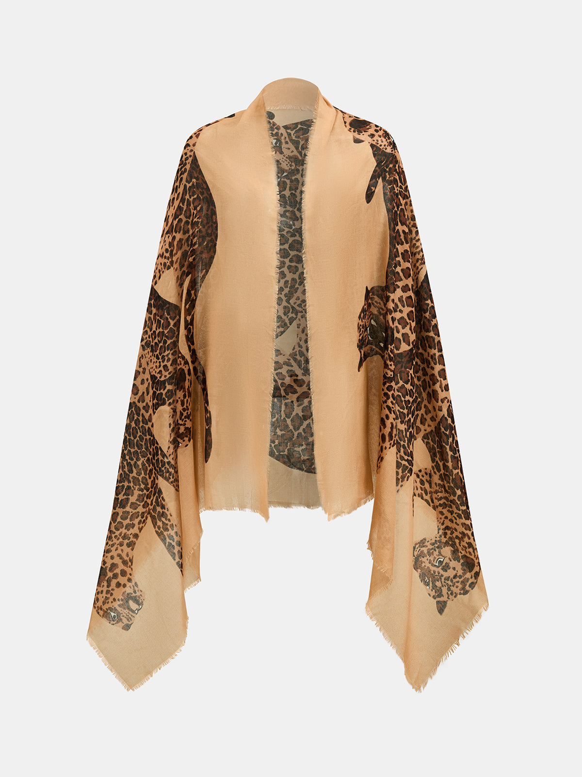 Leopard Print Frayed Oversized Scarf Women's Fashion Accessory