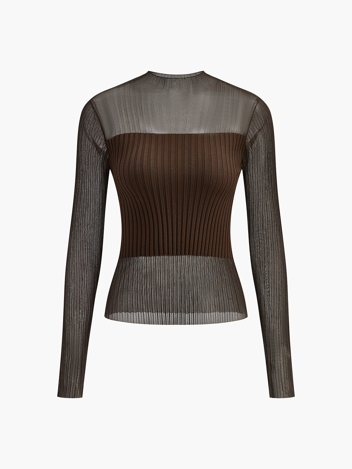Sheer Panel Slim Sweater Lightweight Women's Fall Fashion