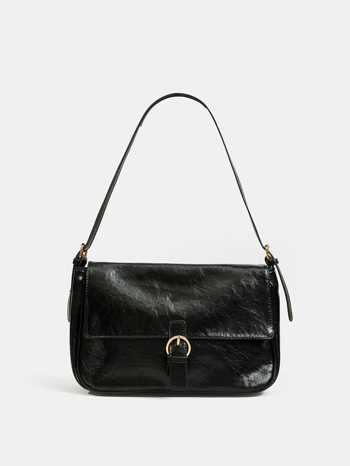 Vintage Buckle Flap Shoulder Bag Classic Retro Style Leather