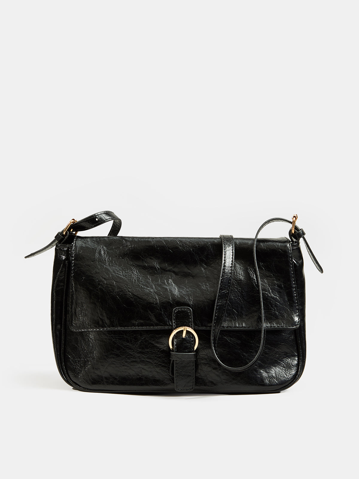 Vintage Buckle Flap Shoulder Bag Classic Retro Style Leather