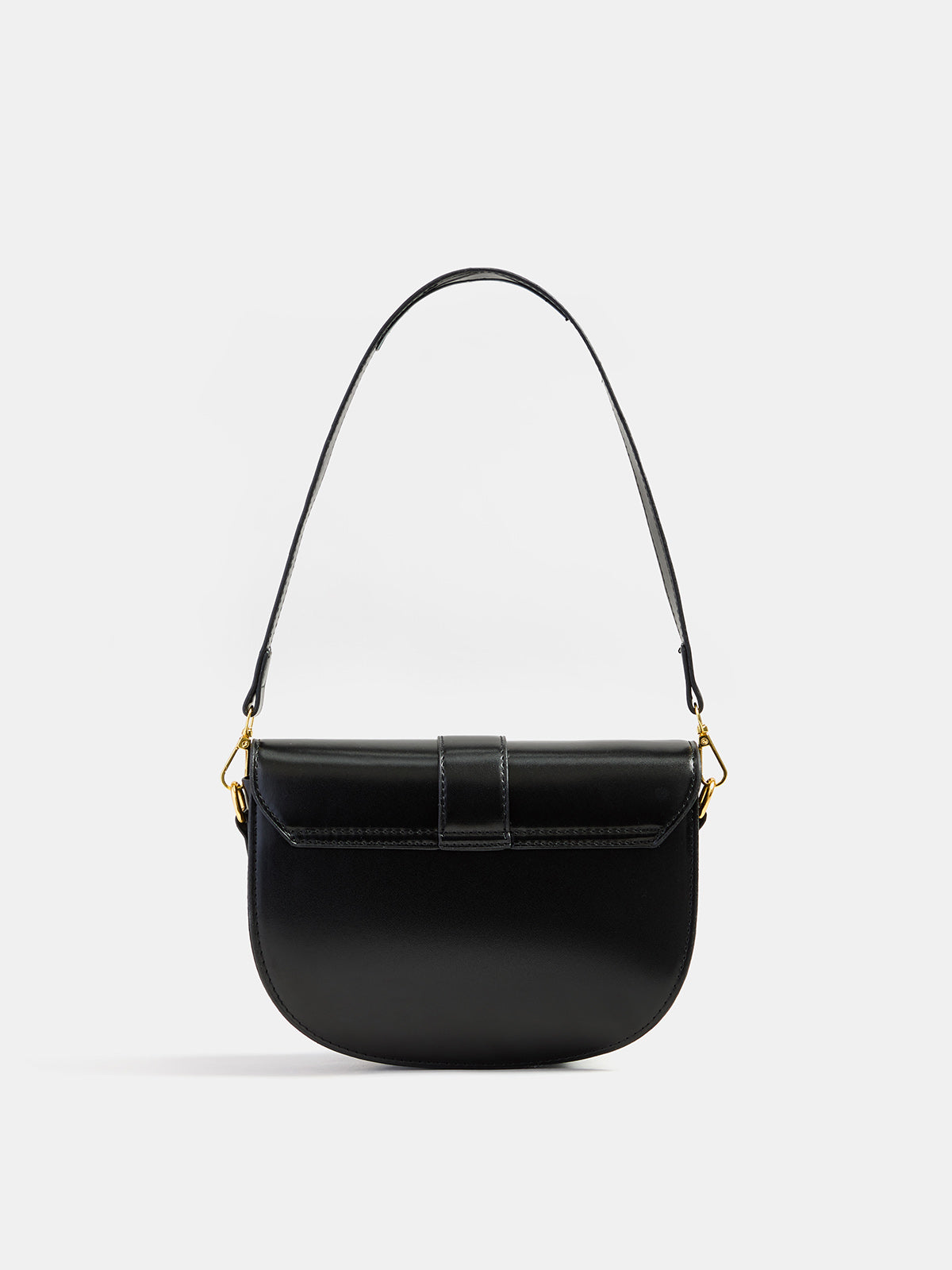 Metal Buckle Saddle Shoulder Bag with Adjustable Strap for Women