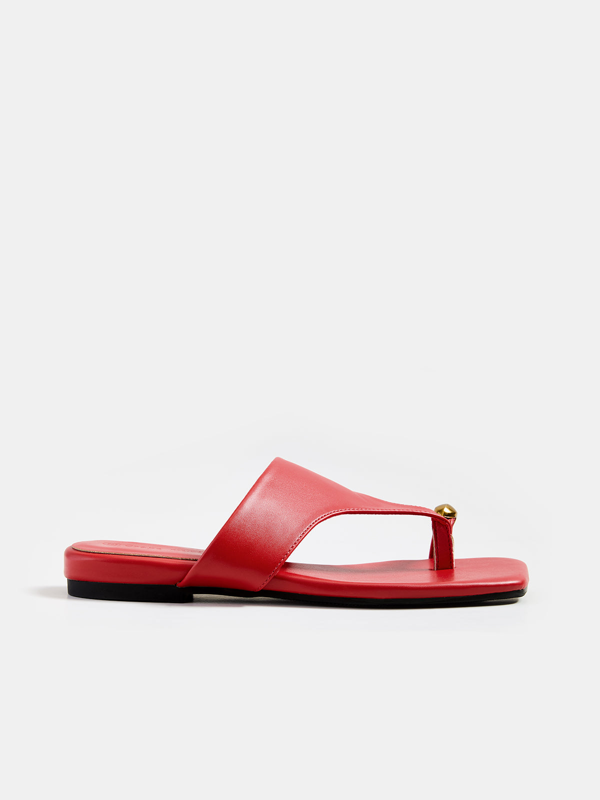 Square Toe Metal Decor Thong Sandals with Adjustable Straps for Women