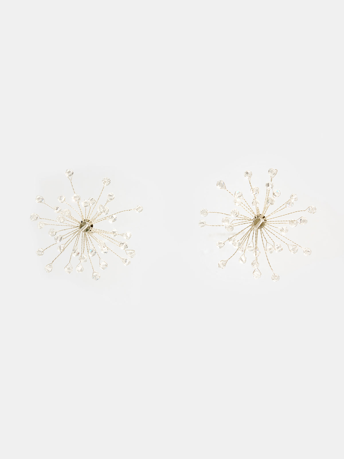 Silver Fireworks Clear Bead Stud Earrings with Elegant Rhinestone Accents