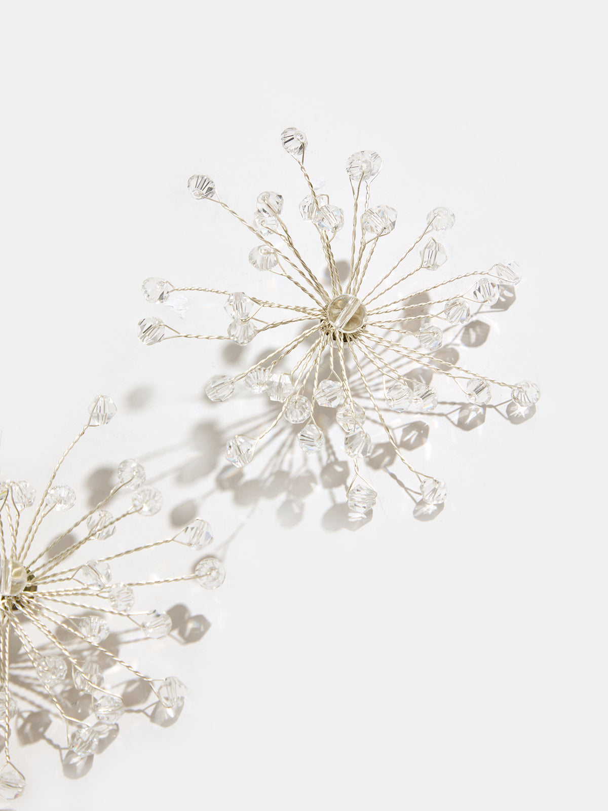 Silver Fireworks Clear Bead Stud Earrings with Elegant Rhinestone Accents