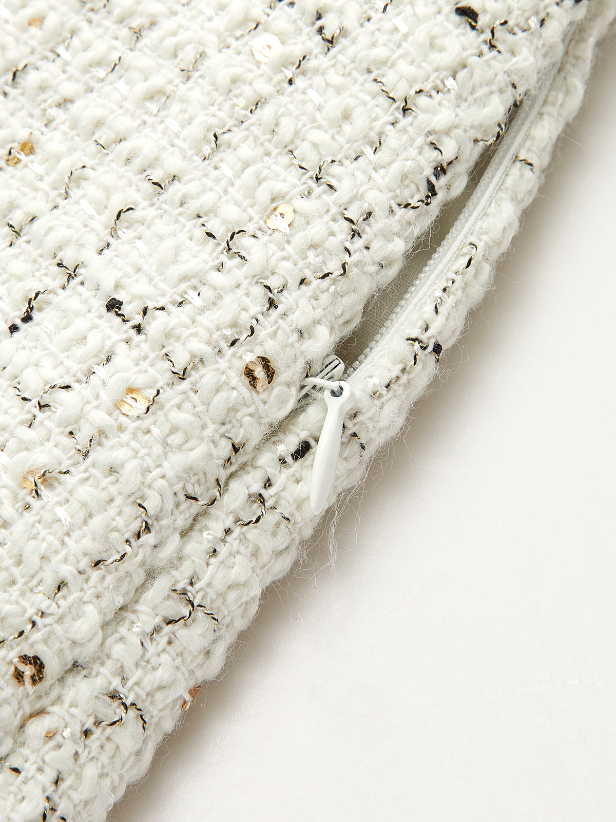 Sequin Thread Tweed A-Line Skort with Elastic Waistband