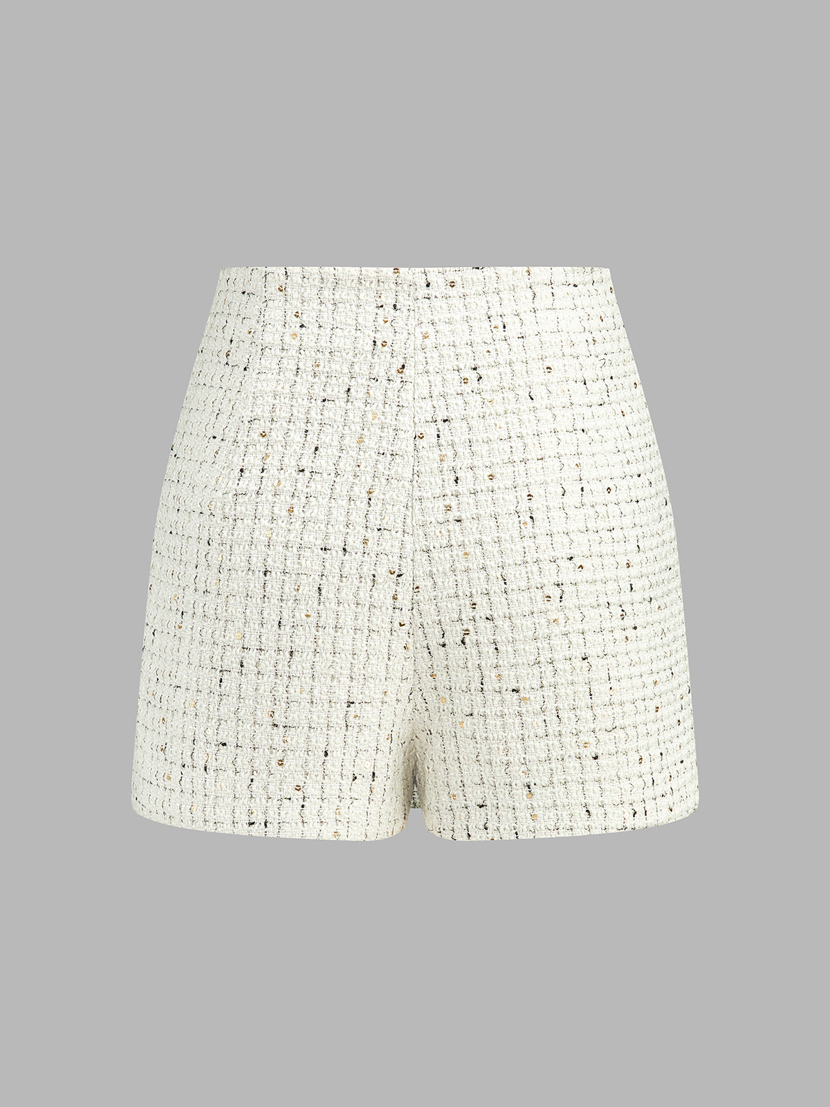 Sequin Thread Tweed A-Line Skort with Elastic Waistband