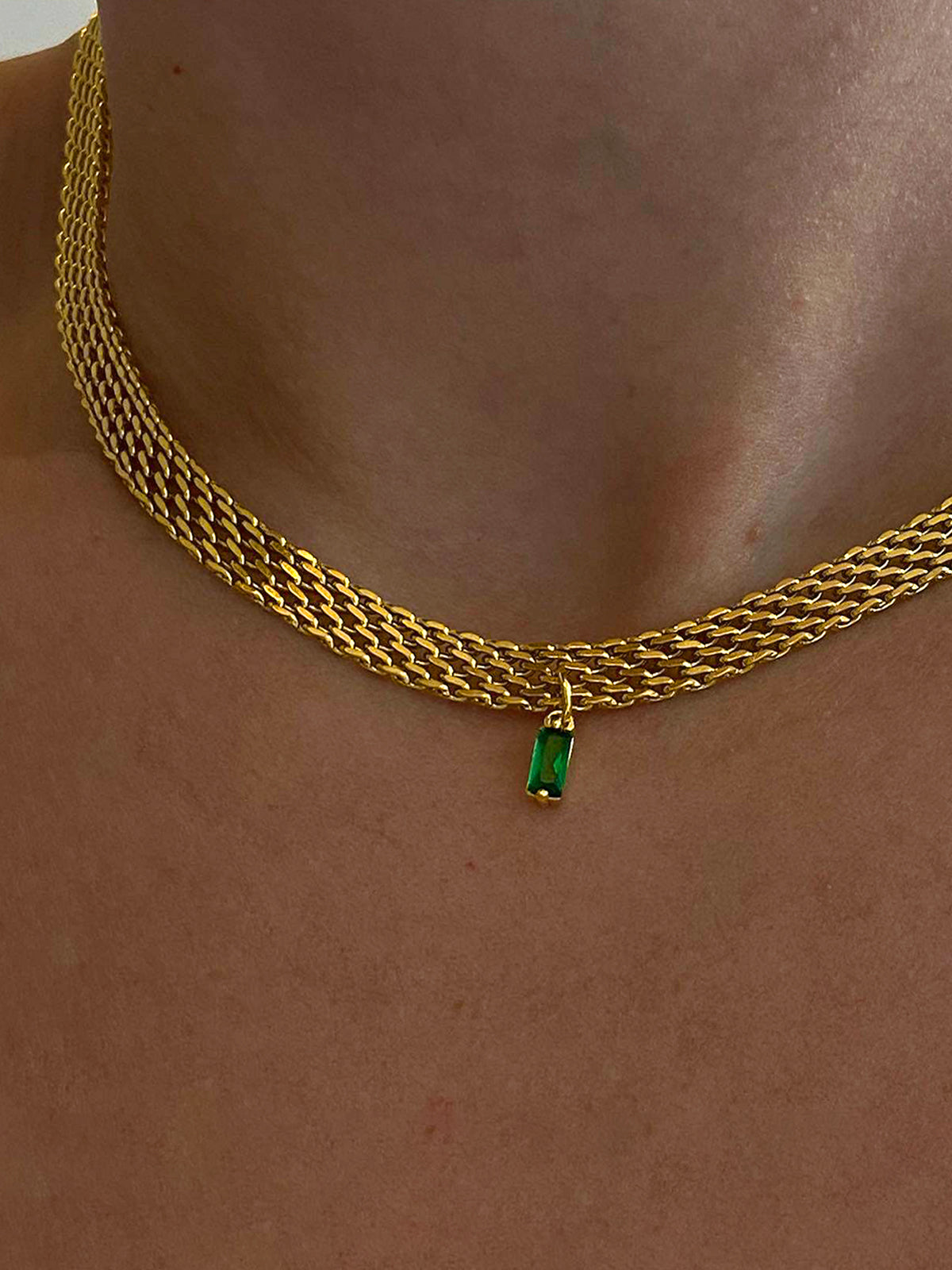 Woven Chain Gem Pendant Necklace Handcrafted Elegant Jewelry