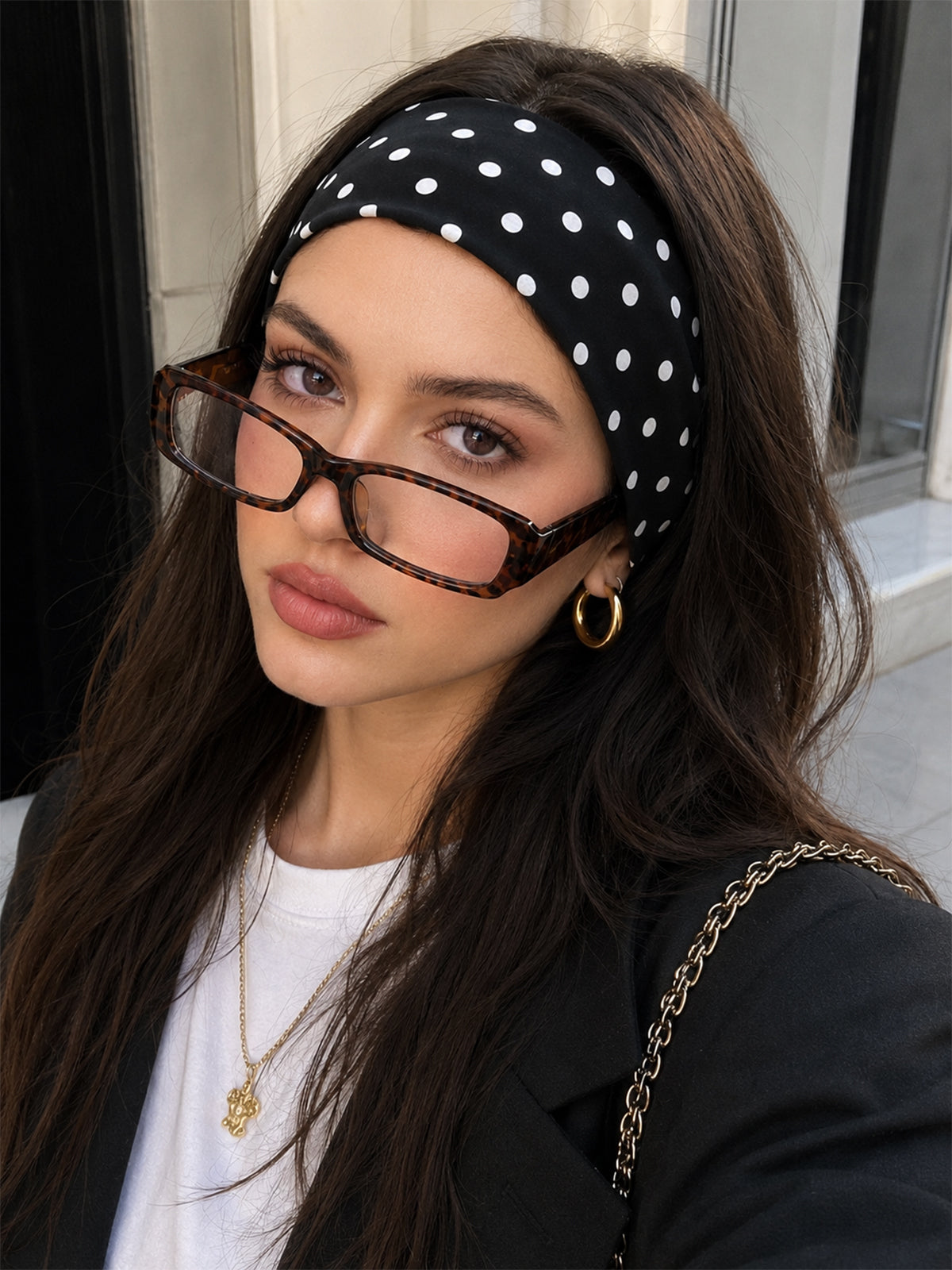 Polka Dot Wide Cotton Headband Comfortable Elastic Hair Accessory