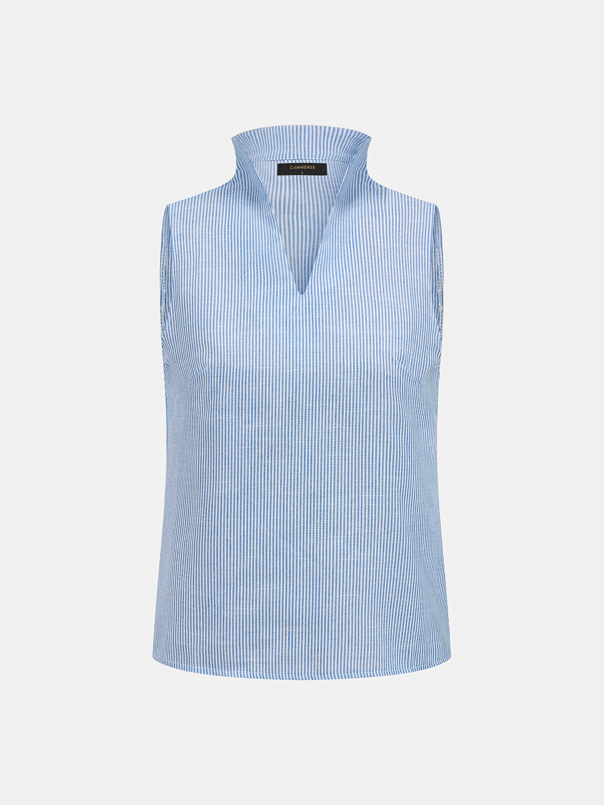 Striped Stand Collar Sleeveless Blouse for Women Casual Summer Wear