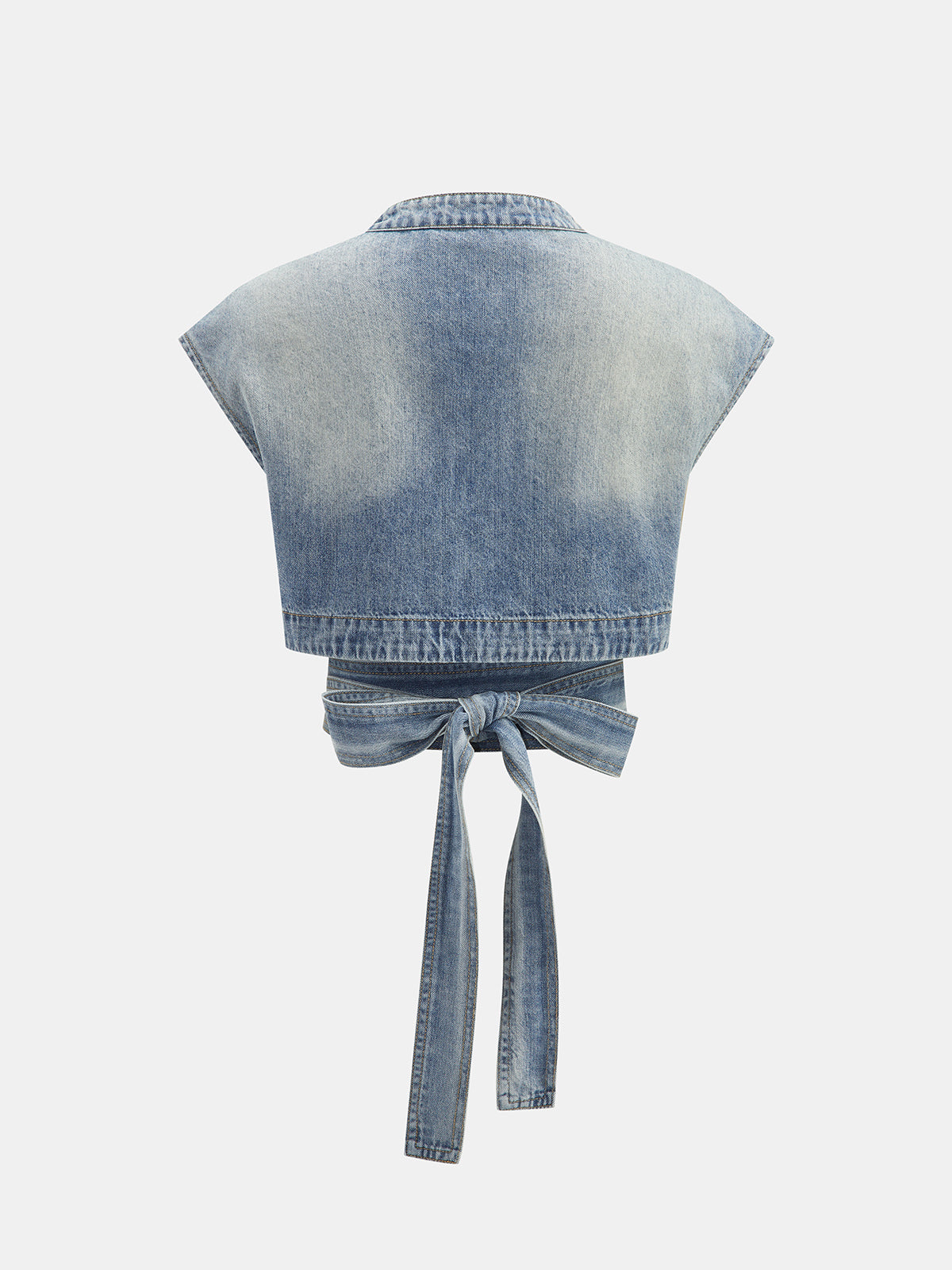 Denim Tie-Back Crop Top Casual Summer Fashion