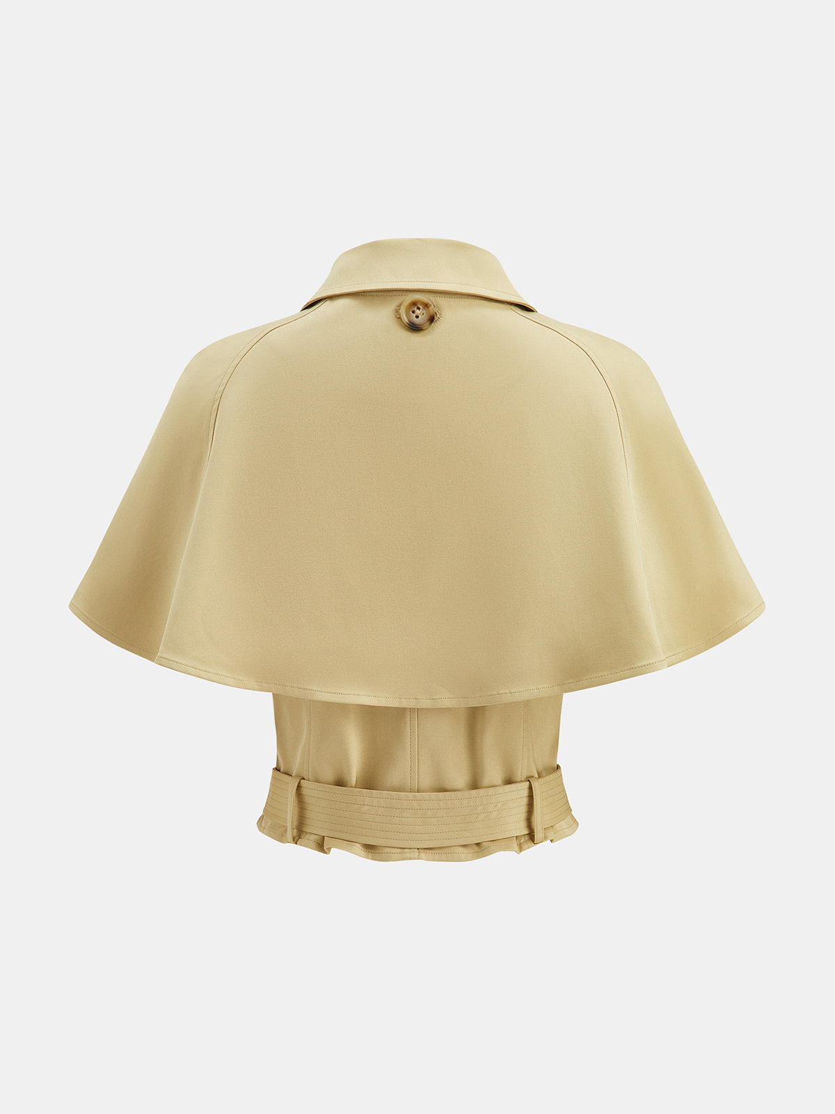 Cape Overlay Belted Trench Top with Adjustable Waistband
