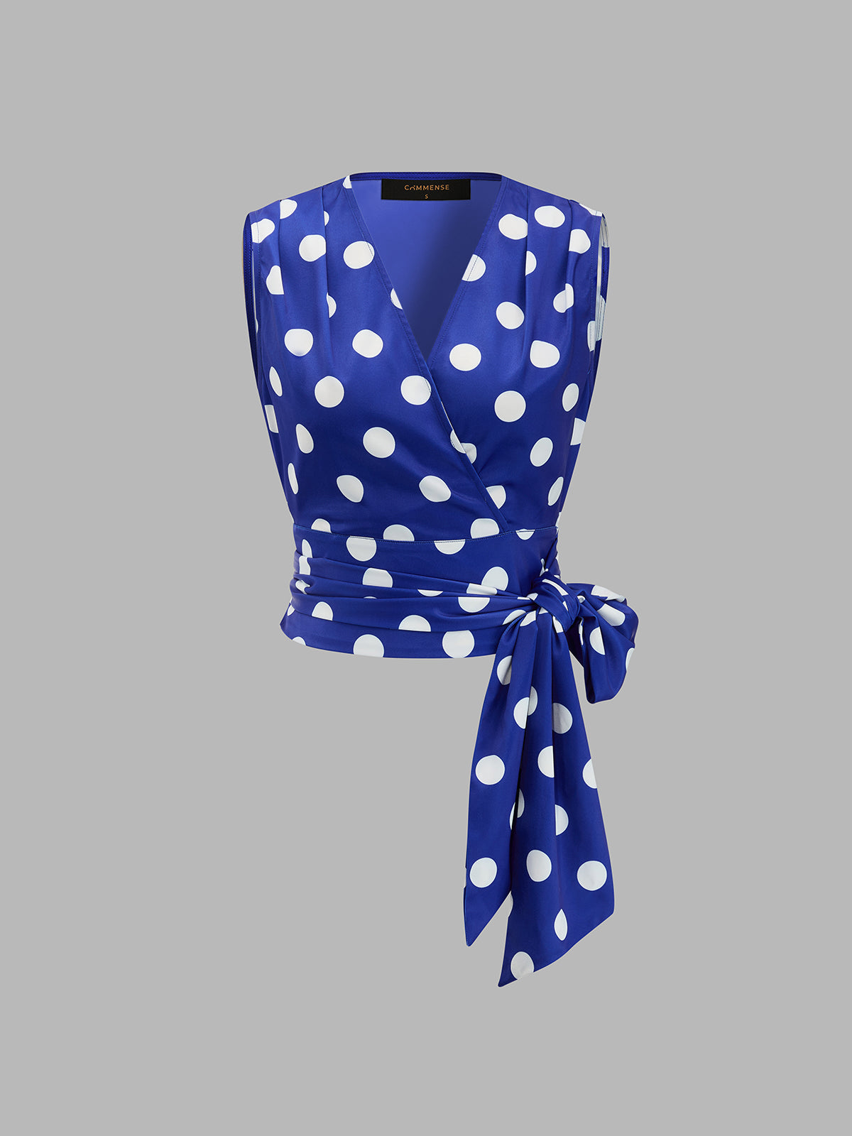 Polka Dot Wrap Tie Sleeveless Top Women's Fashion Trend