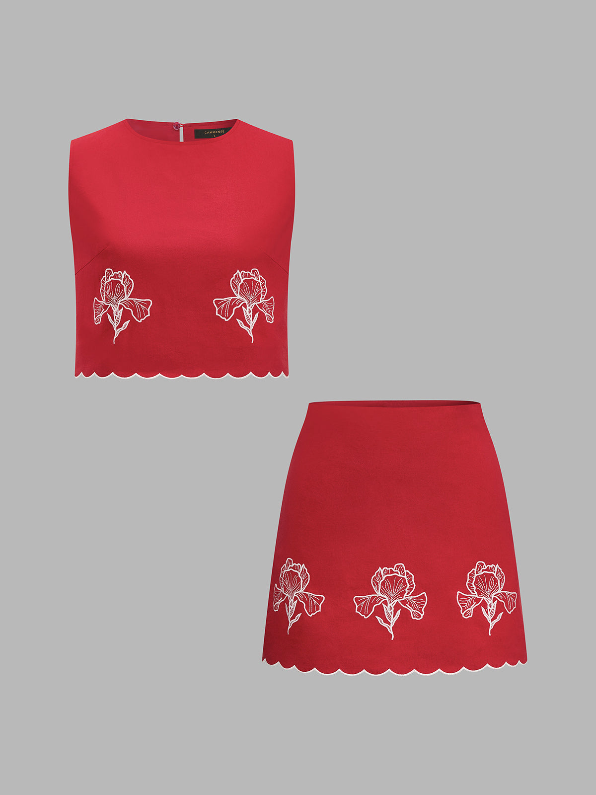 Embroidered Cotton Two Piece Skirt Set for Women Casual Wear