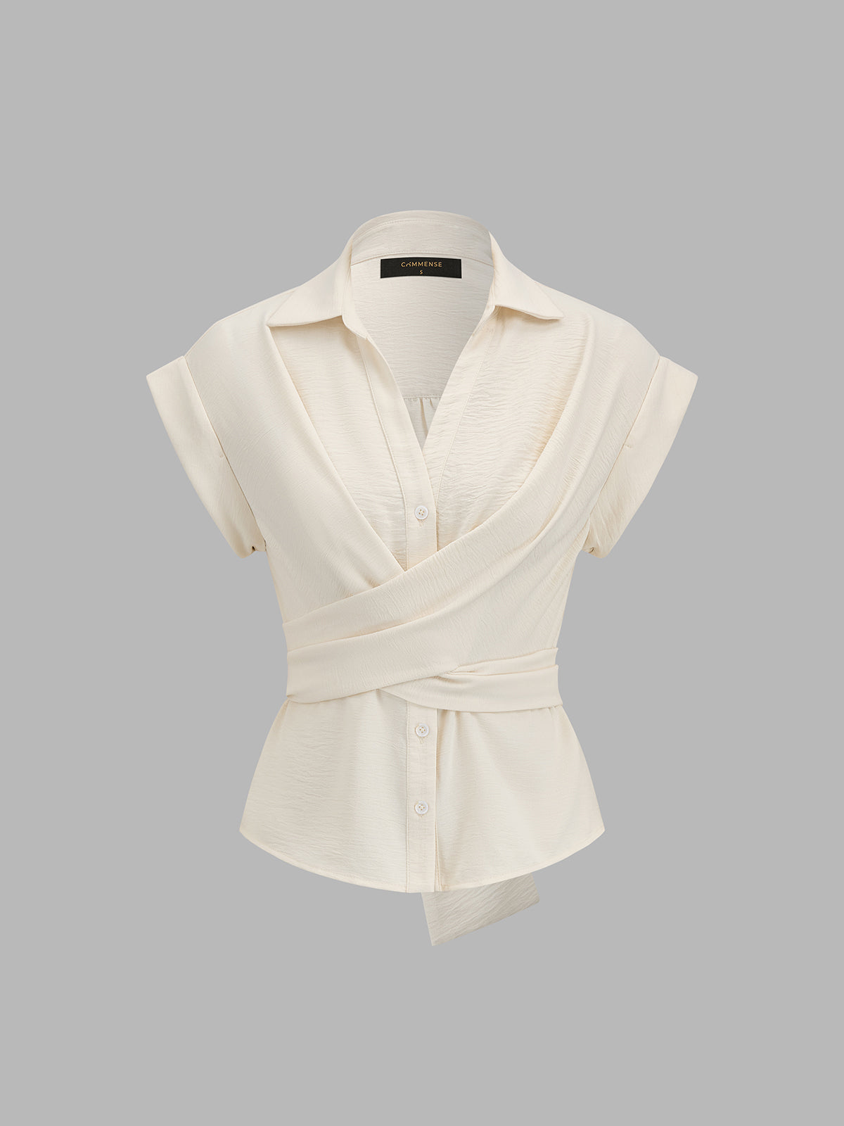 Tie-Back Cap Sleeve Textured Blouse for Women Casual Wear