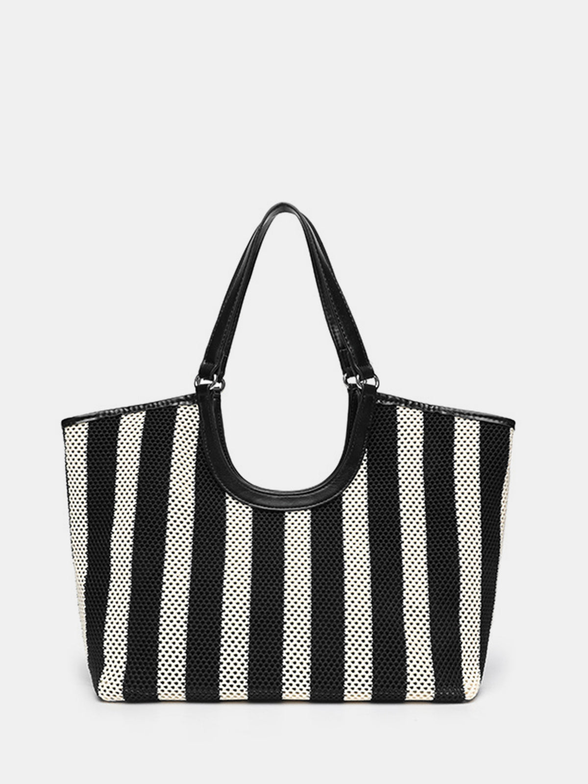 Striped Large Tote Handbag Spacious Canvas Shoulder Bag