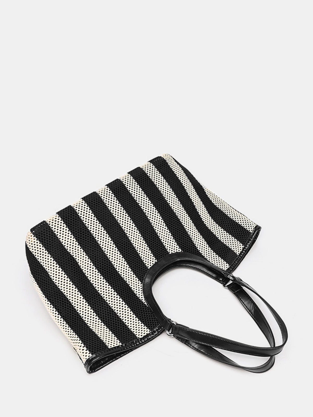 Striped Large Tote Handbag Spacious Canvas Shoulder Bag