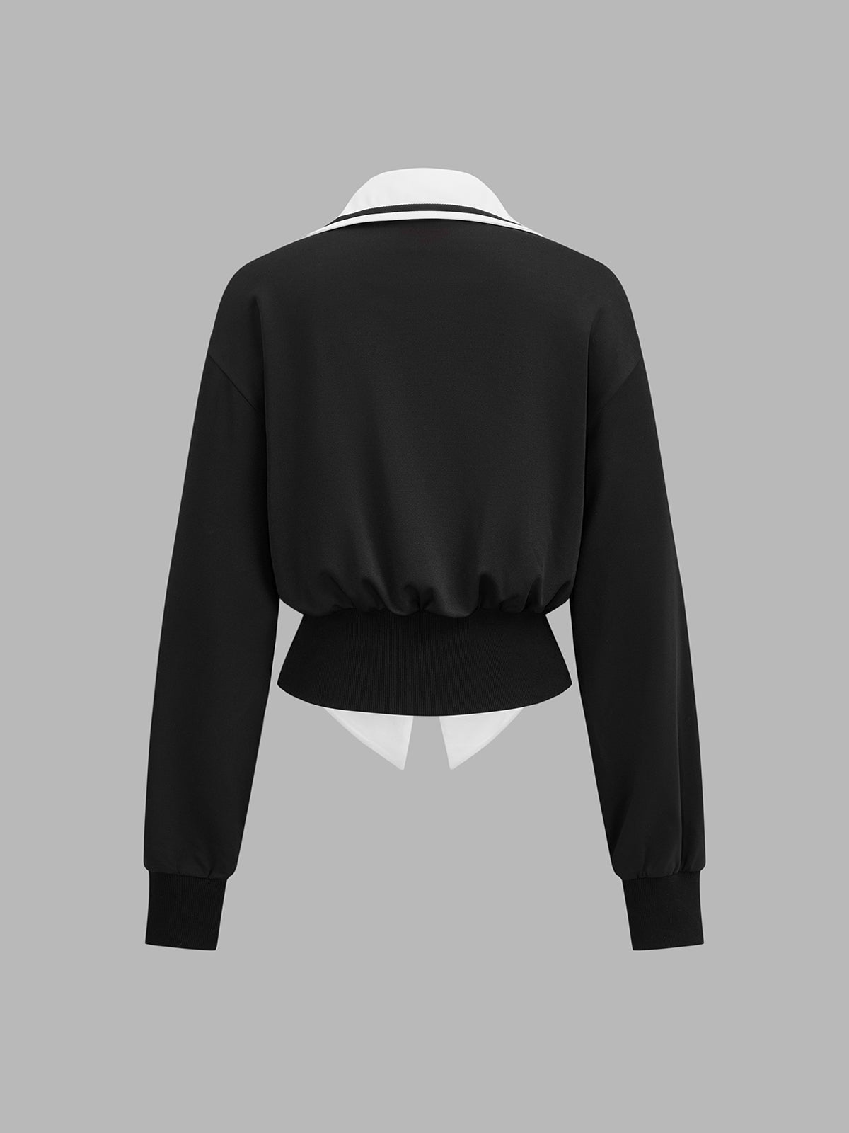 Contrast Collar Cropped Blouse Trendy Chic Women's Top