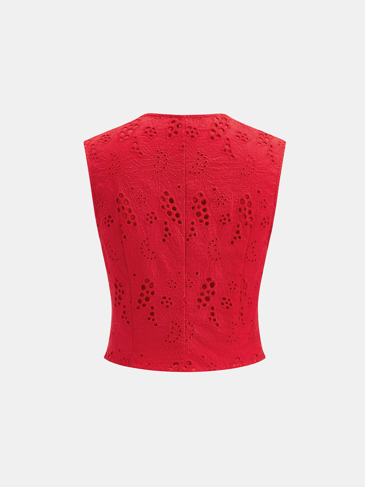 Eyelet Embroidery V-Neck Tie Waist Mini Skirt Set with Puff Sleeves
