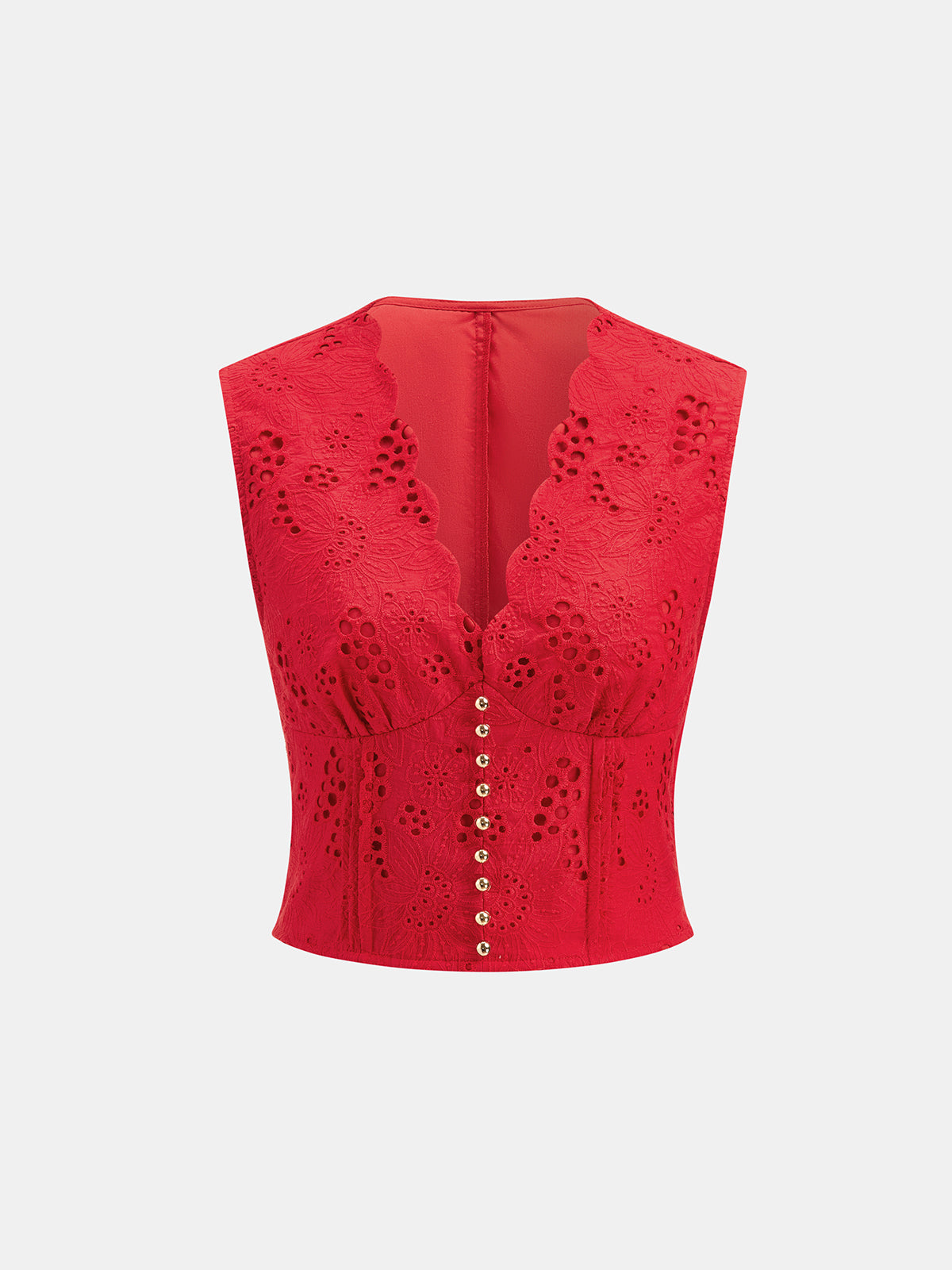 Eyelet Embroidery V-Neck Tie Waist Mini Skirt Set with Puff Sleeves