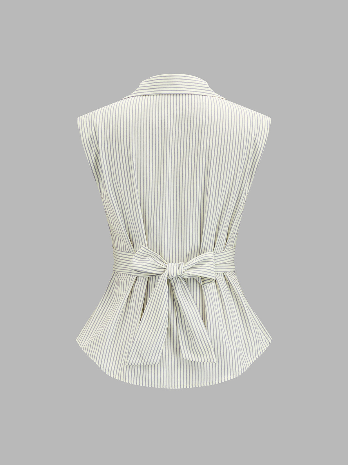 Striped Lapel Tie-Back Sleeveless Blouse for Women Summer Casual