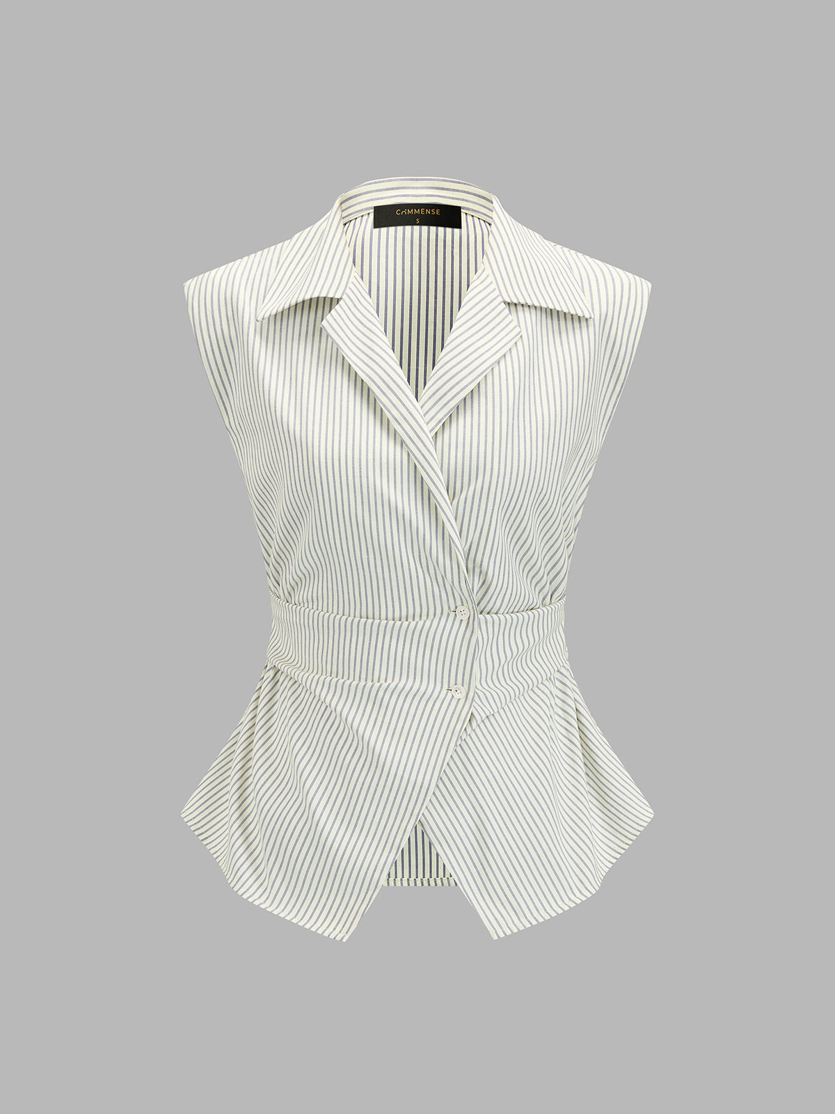 Striped Lapel Tie-Back Sleeveless Blouse for Women Summer Casual