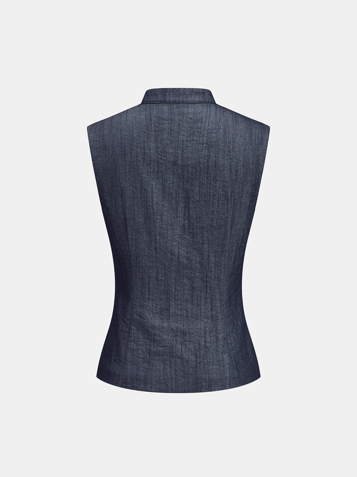 Faux Denim Napoleon Double Breasted Vest with Classic Tailored Fit