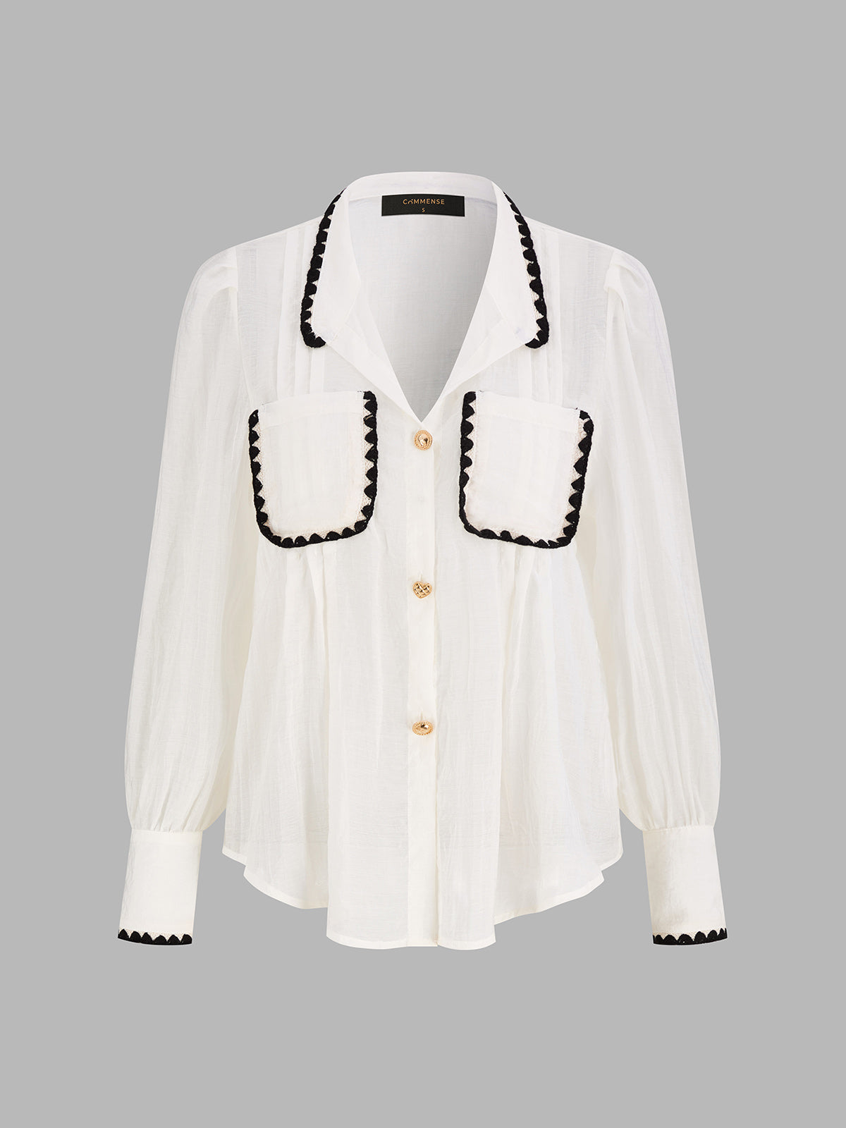 Scallop Edge Lapel Casual Blouse for Women Lightweight Comfort