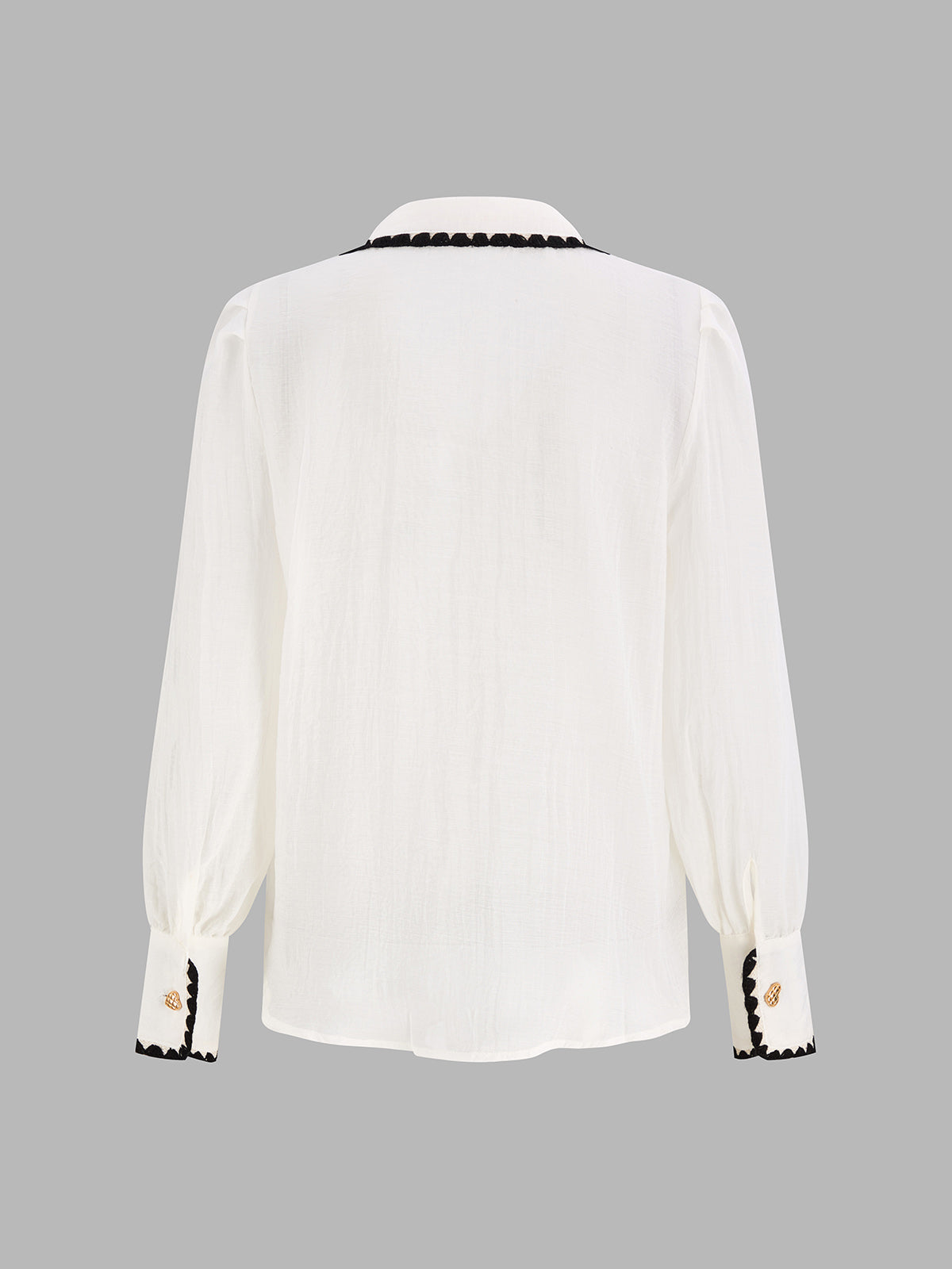 Scallop Edge Lapel Casual Blouse for Women Lightweight Comfort