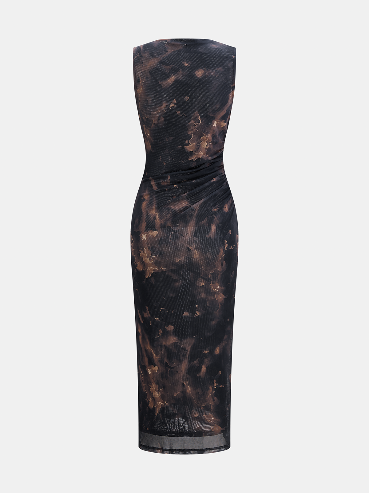 Tie-Dye Ruched Mesh Midi Dress | Trendy Casual Summer Apparel