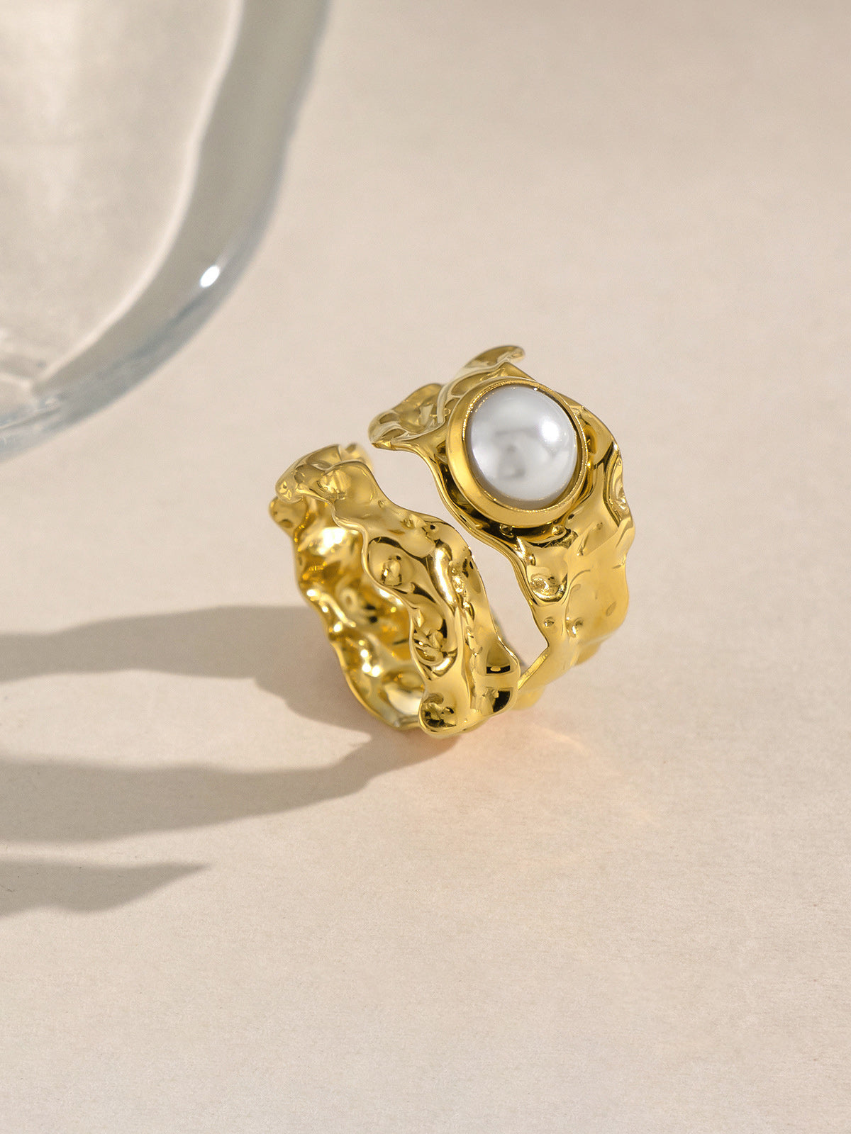 Irregular Textured Pearl Statement Ring Elegant Designer Fashion Accessory