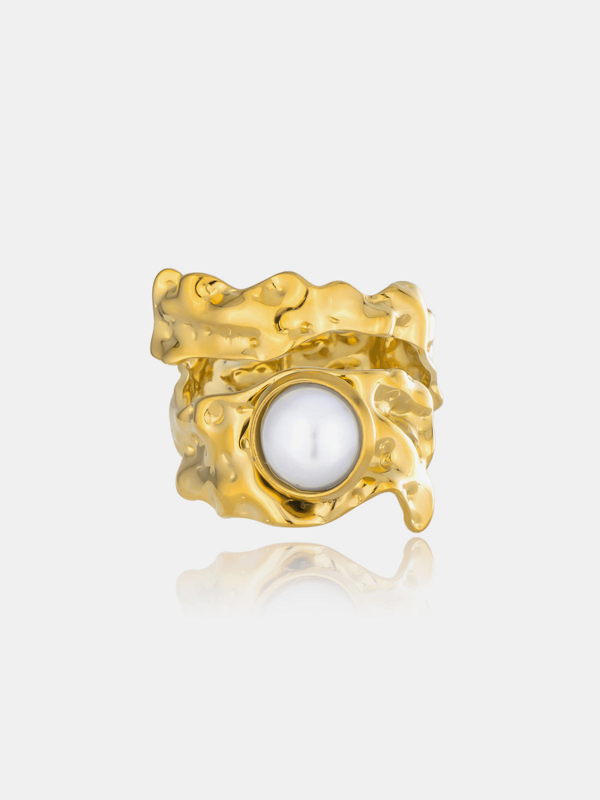 Irregular Textured Pearl Statement Ring Elegant Designer Fashion Accessory