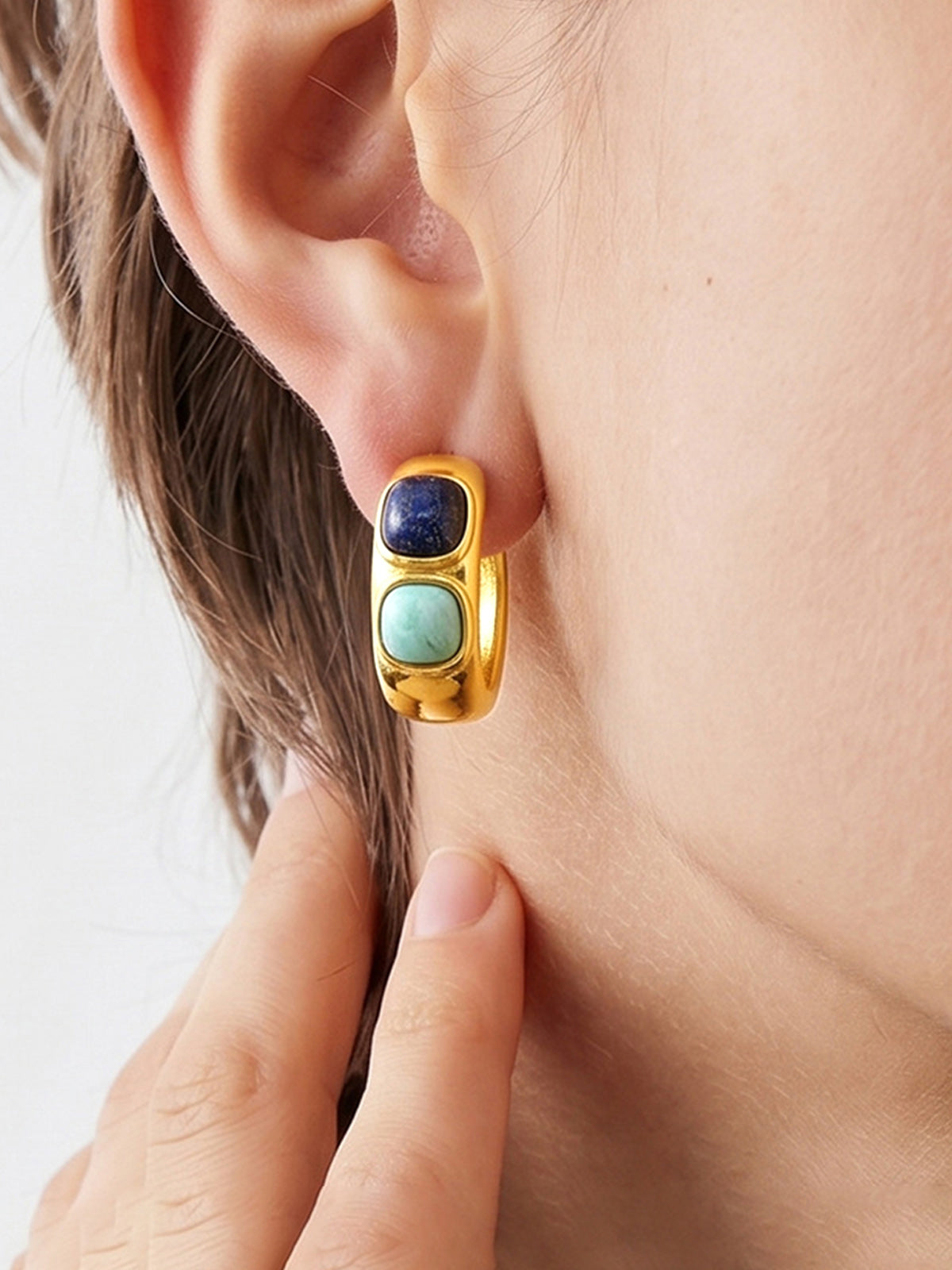 Gold Plated Gemstone Hoop Earrings for Elegant Evening Wear