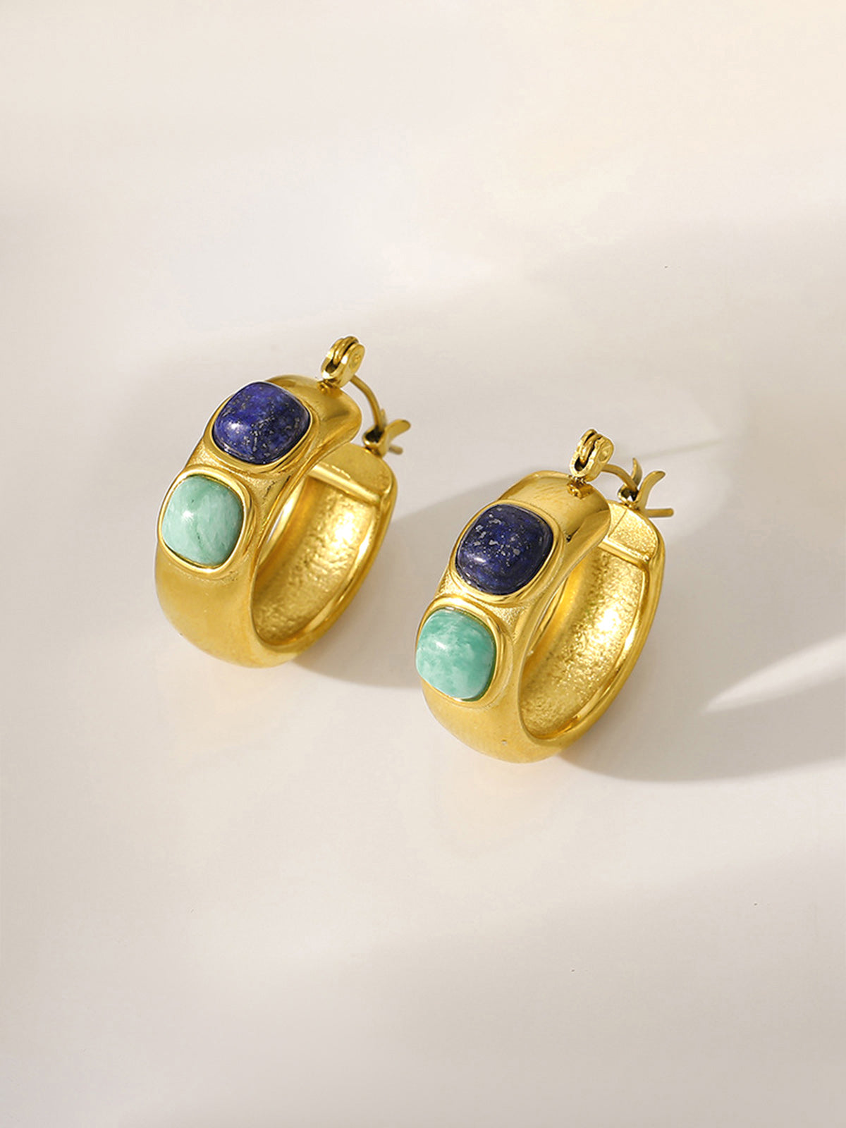 Gold Plated Gemstone Hoop Earrings for Elegant Evening Wear