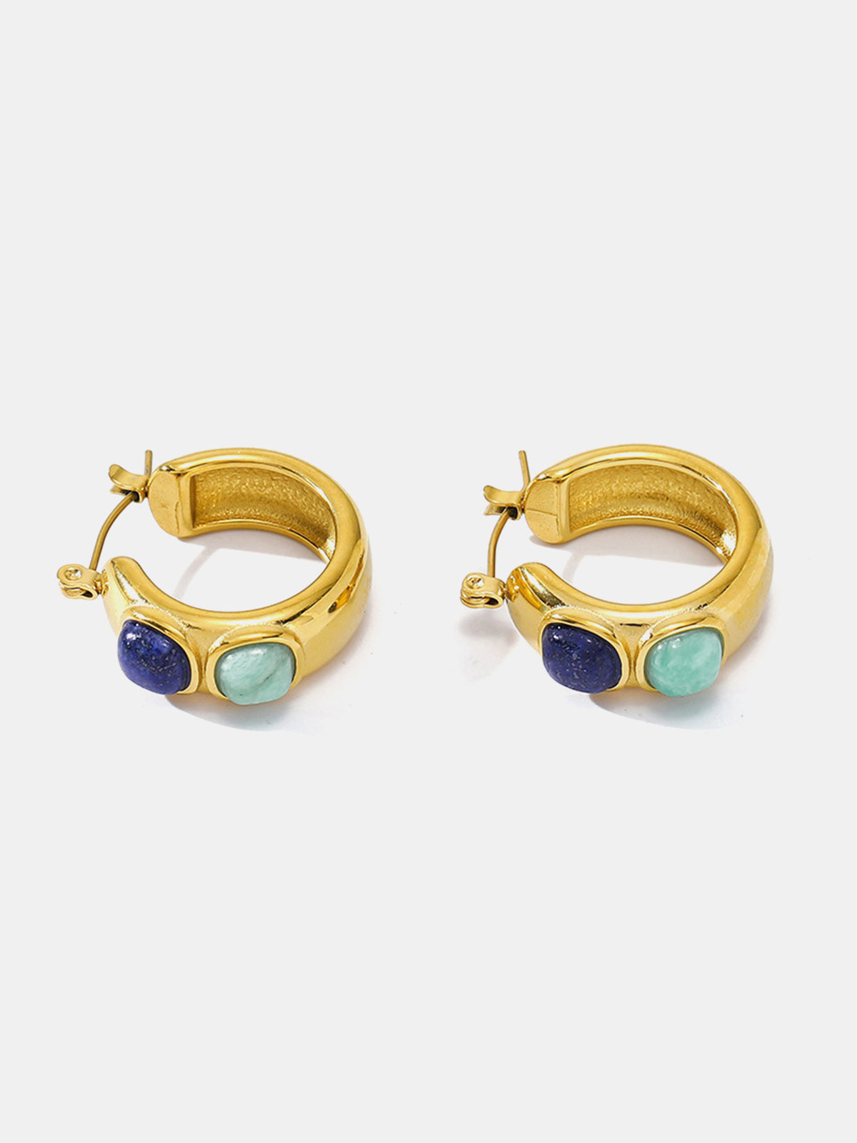 Gold Plated Gemstone Hoop Earrings for Elegant Evening Wear