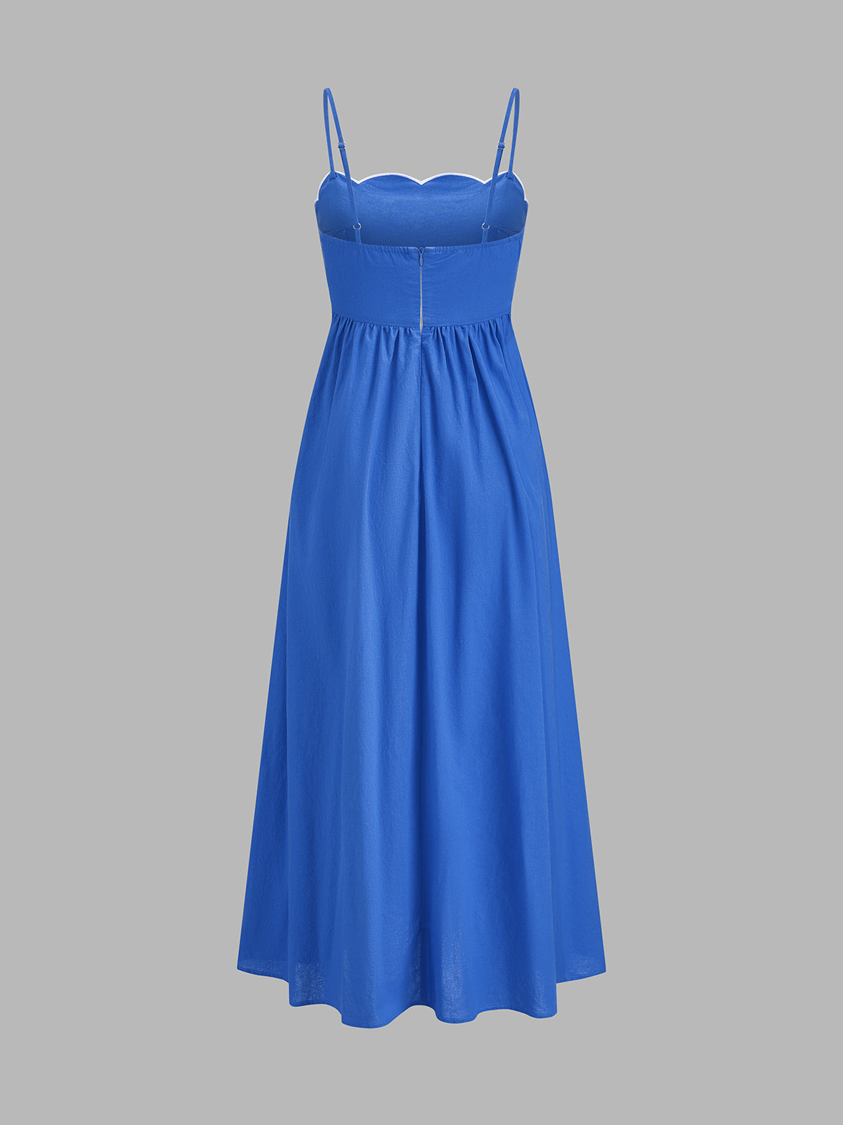 Scalloped Piping Cotton Cami Maxi Dress for Summer Weddings