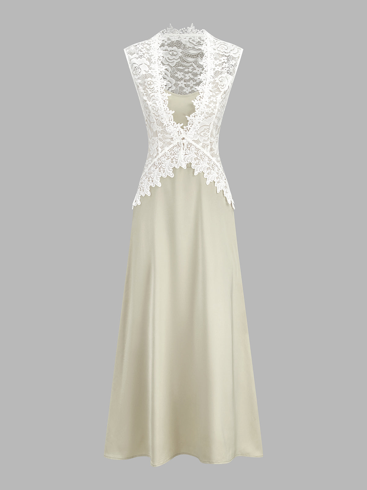 Satin Cami Dress & Lace Vest Two-Piece Set for Evening Wear