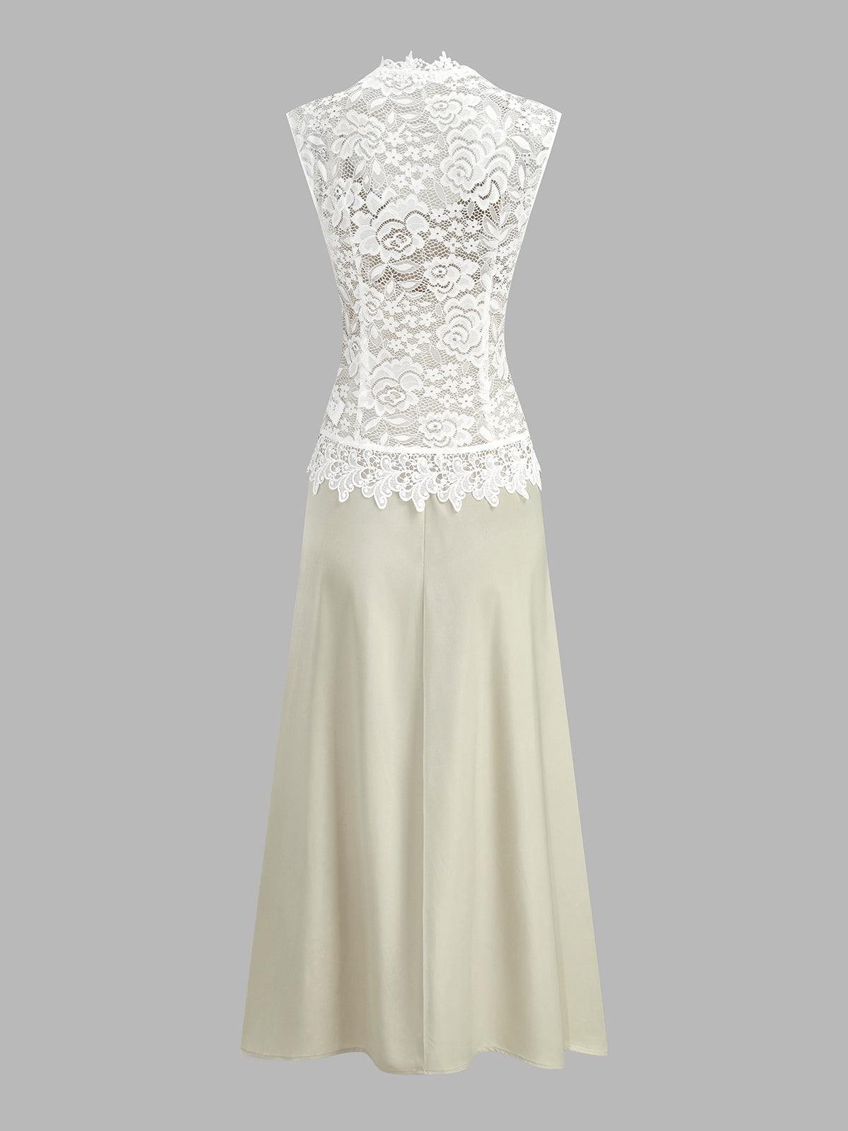 Satin Cami Dress & Lace Vest Two-Piece Set for Evening Wear