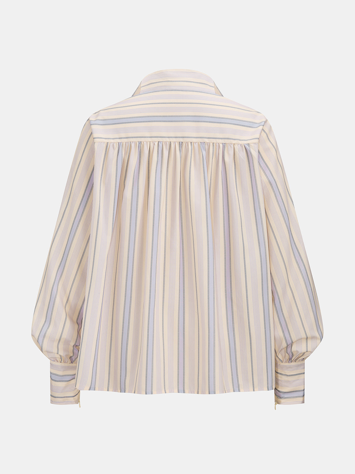 Striped Balloon Sleeve Button-Down Shirt Casual Office Wear