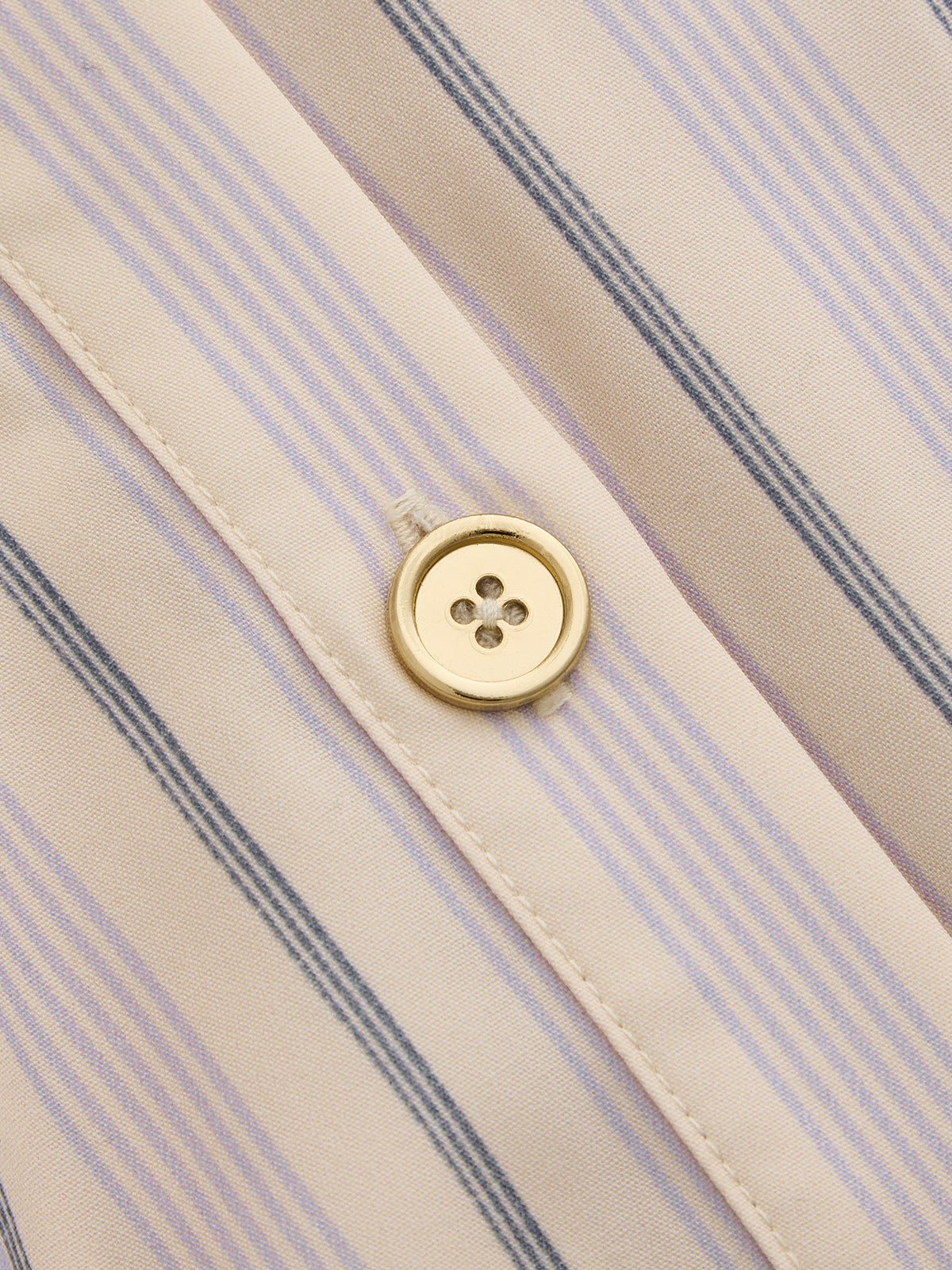 Striped Balloon Sleeve Button-Down Shirt Casual Office Wear