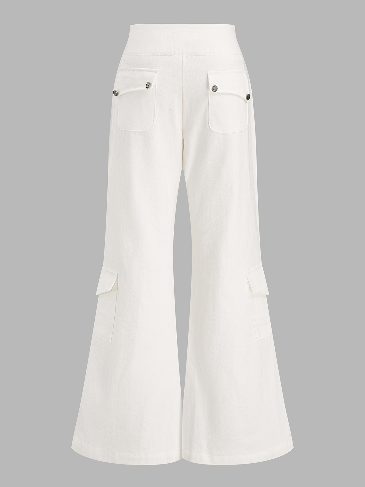 Multi Button Cargo Flare Jeans with High Waistband Design