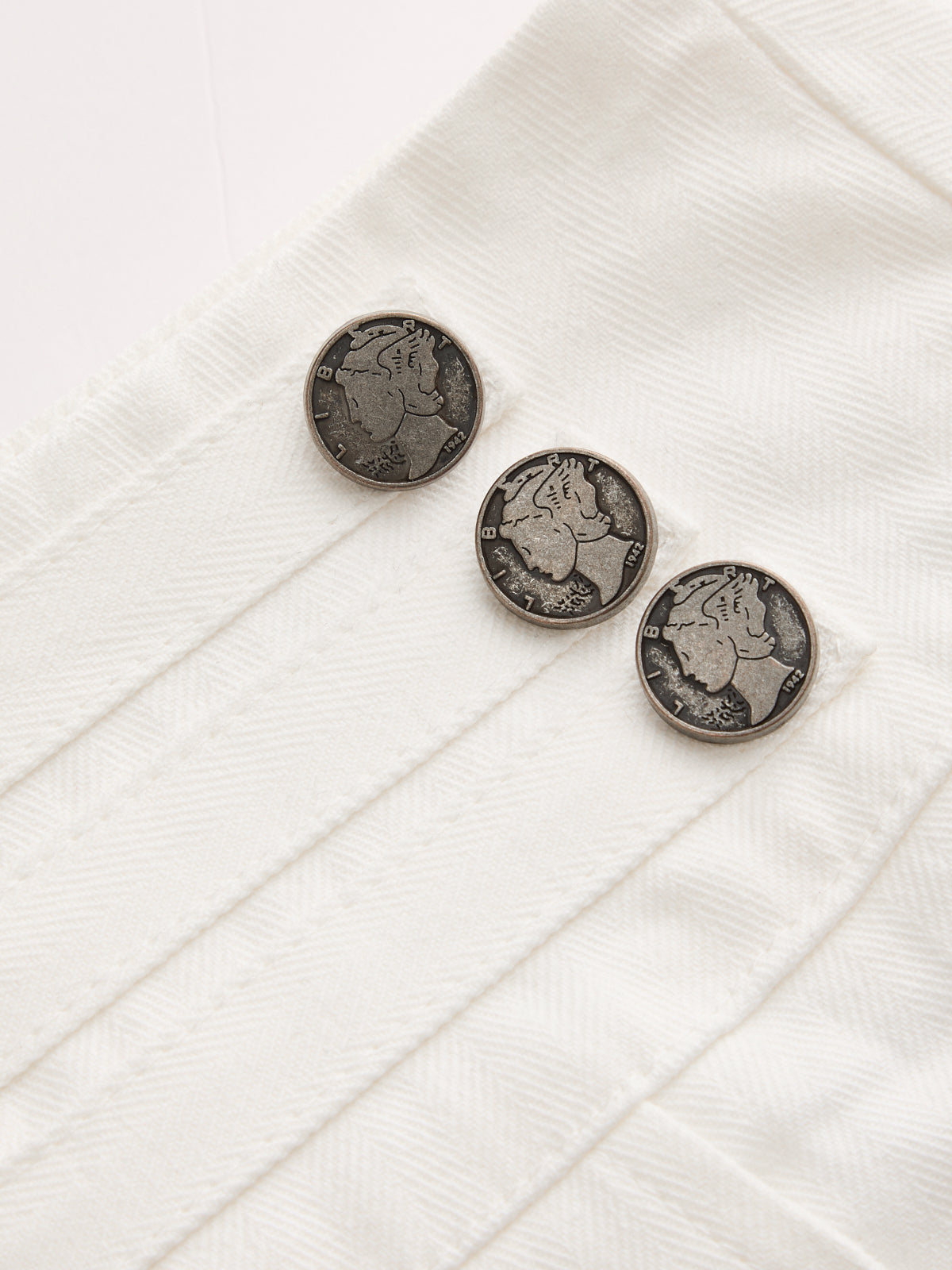 Multi Button Cargo Flare Jeans with High Waistband Design