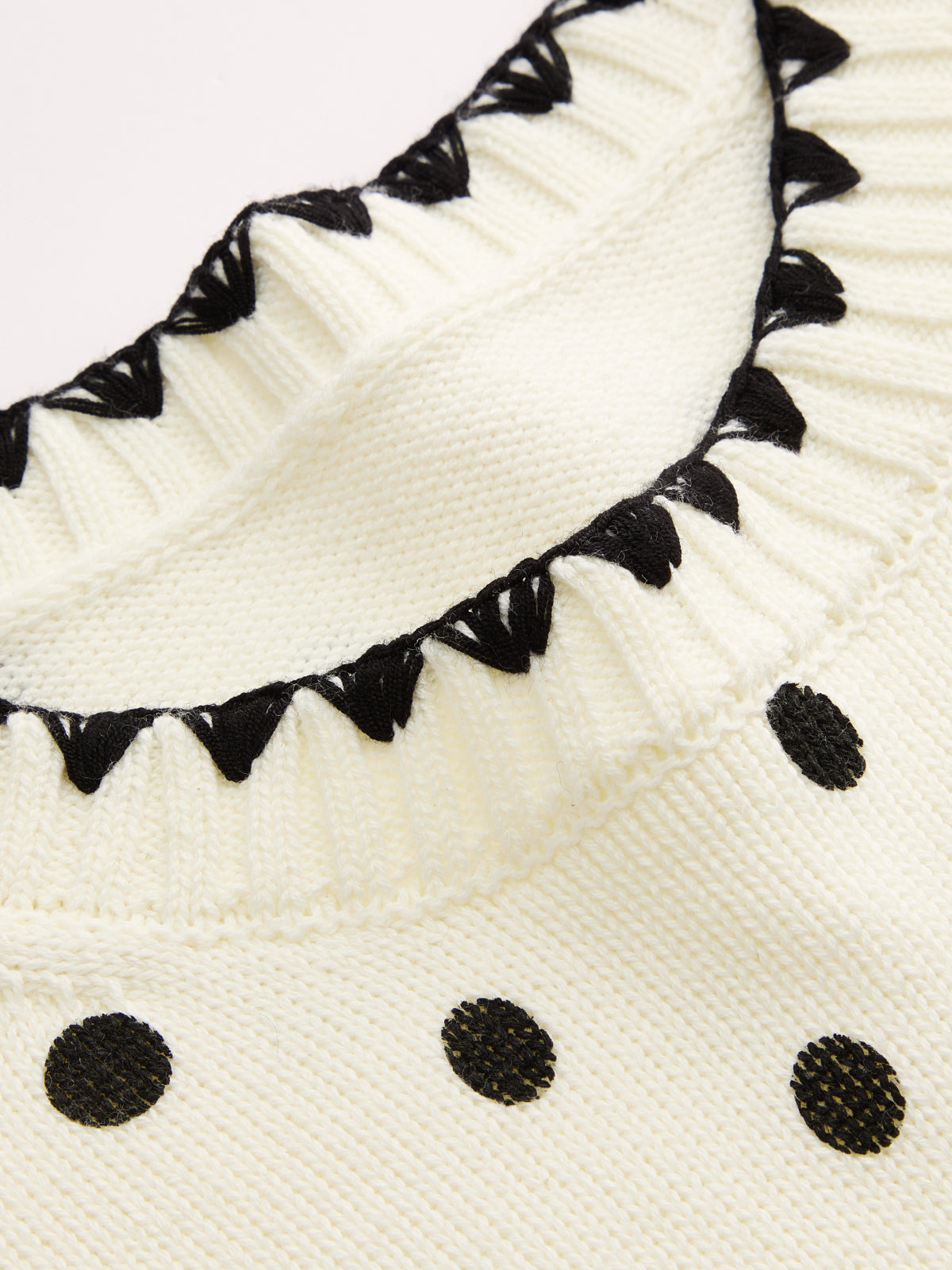 Polka Dot Wave Trim Sleeveless Knit Vest for Women