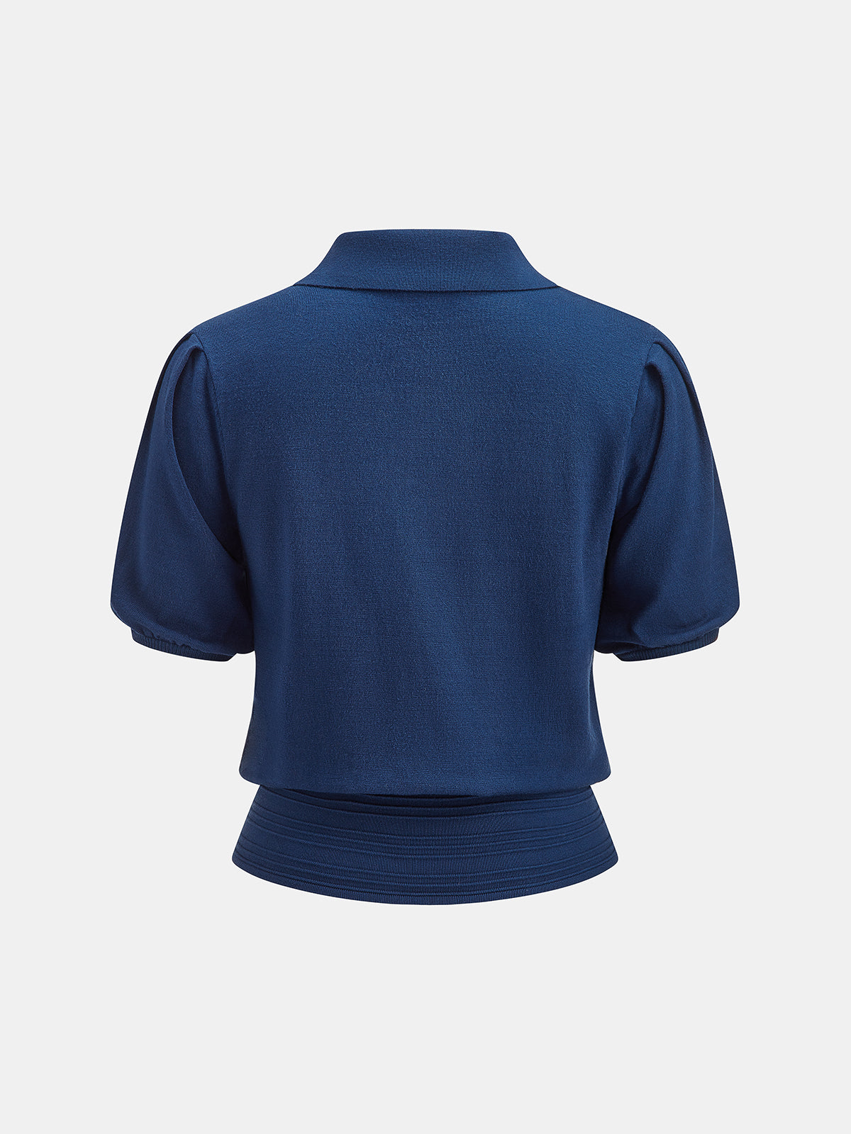 Puff Sleeve Polo Knit Top Women's Casual Fashion Sweater