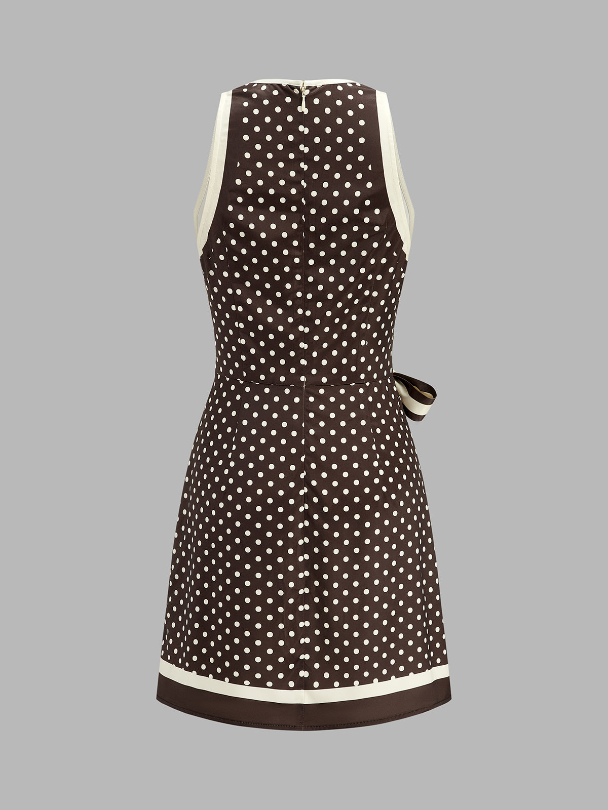 Polka Dot Tie-Waist Satin Mini Dress with Ruffled Hem Detail