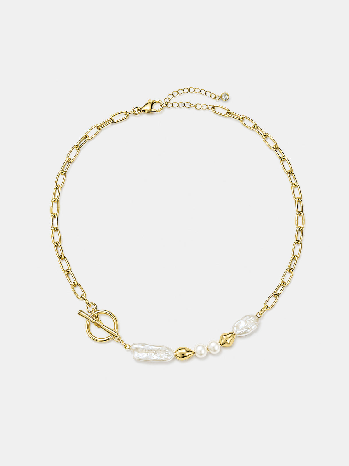 Baroque Pearl Paperclip Chain Necklace - Elegant Handcrafted Link Jewelry