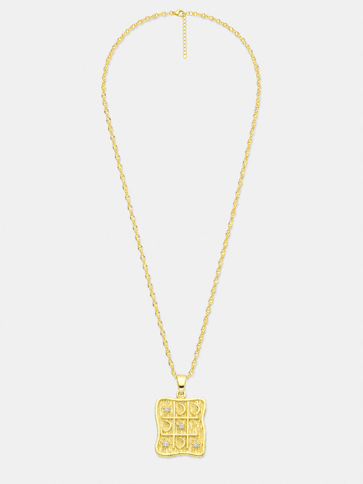 Star Moon Square Pendant Necklace with Celestial Charm Chain
