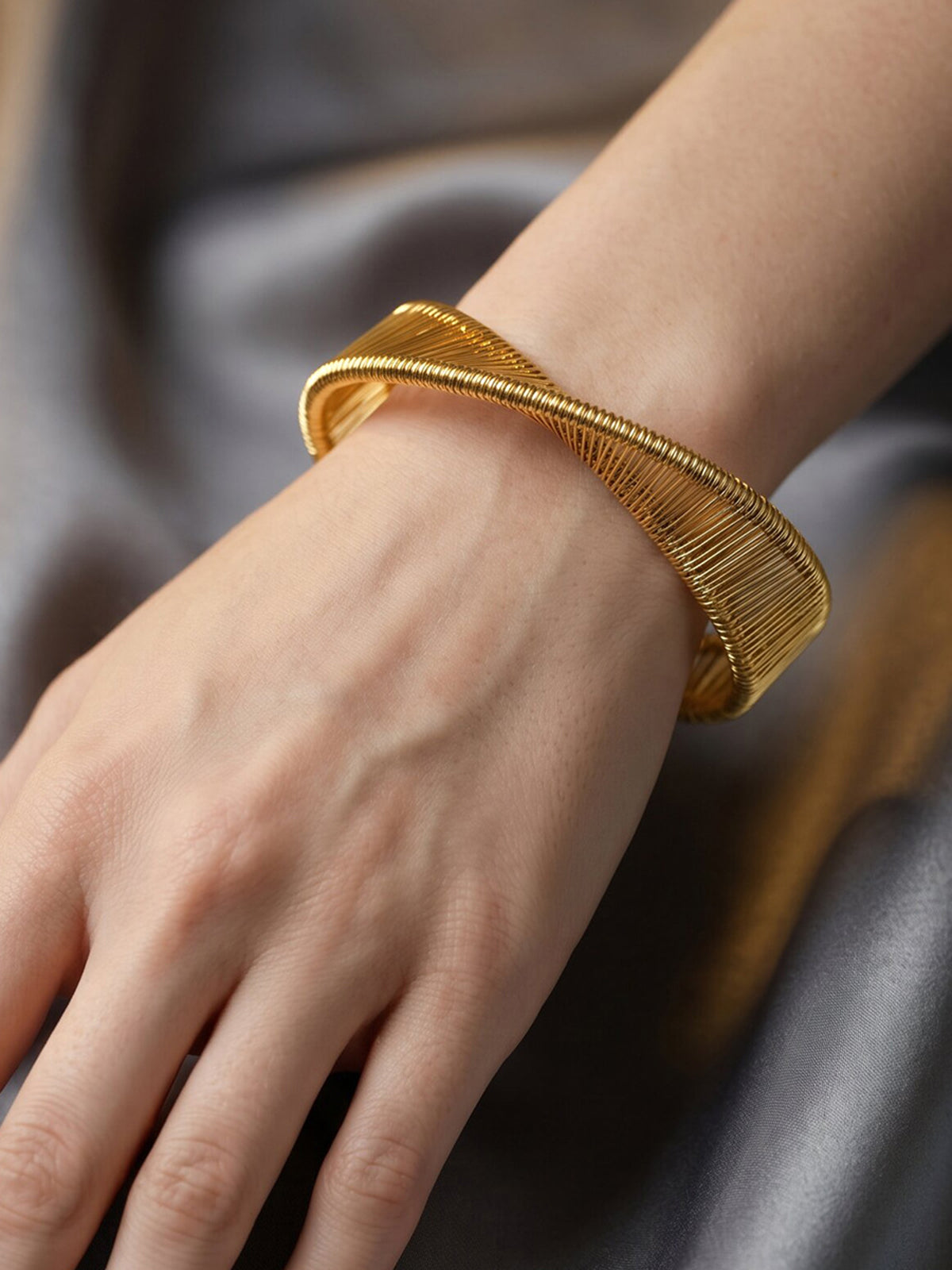 Cross Woven Open Cuff Bangle Adjustable for Women Casual Jewelry