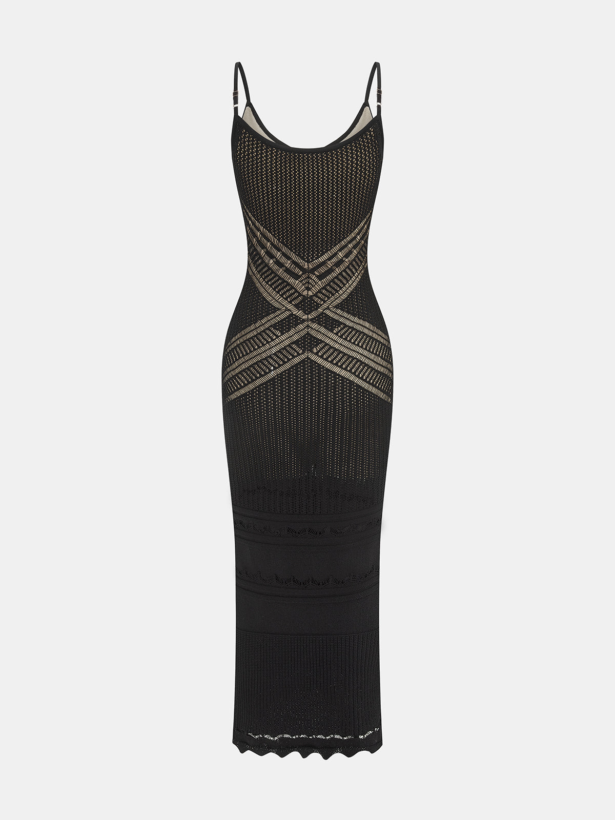 Crisscross Hollow Knit Slip Maxi Dress for Women Casual Summer