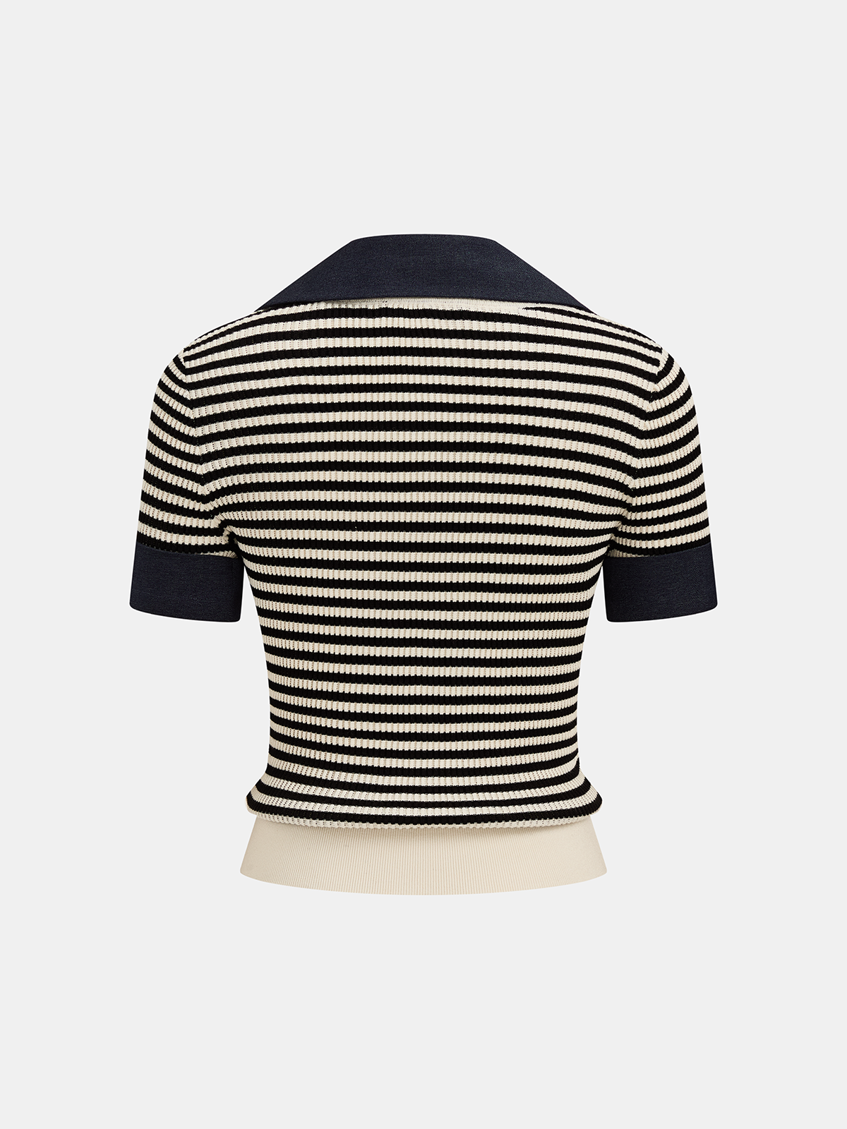 Striped Lapel V Neck Knit Top for Women Casual Long Sleeve